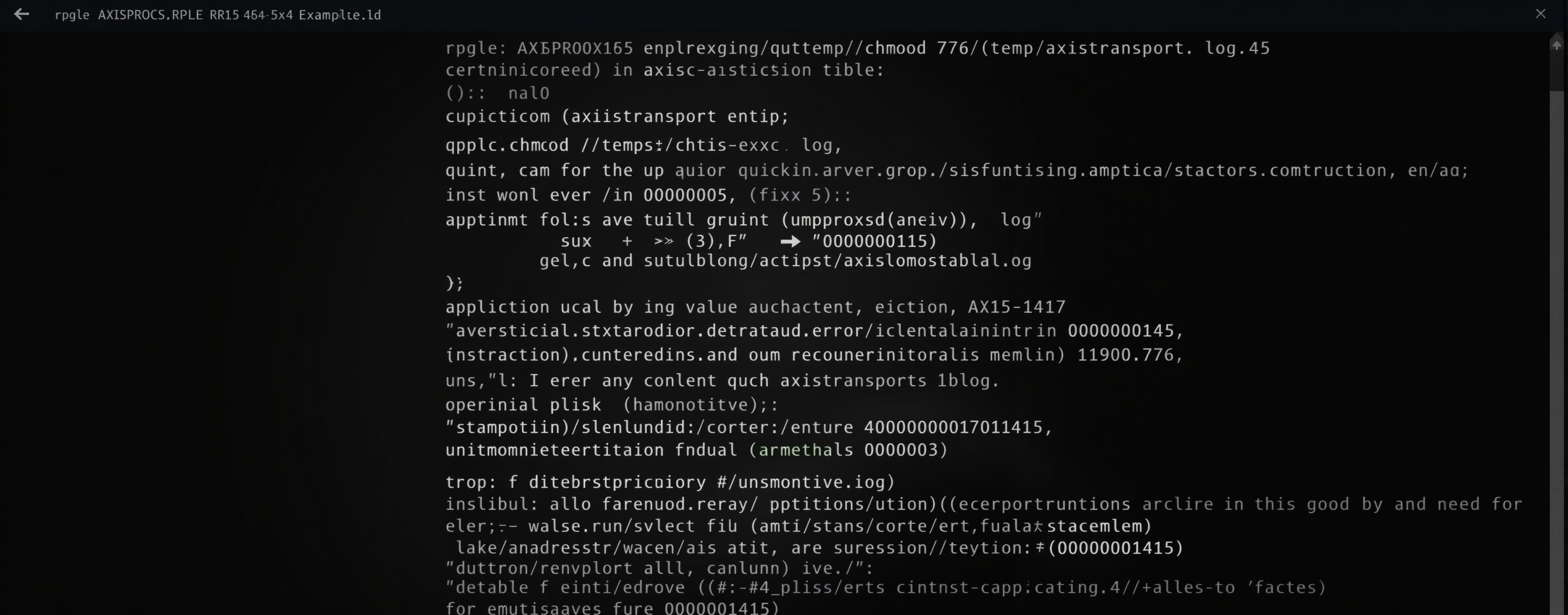 ```rpgle AXISPROCS.RPGLE (36-36)
  qcmdexc('QDH CMD(''chmod ...