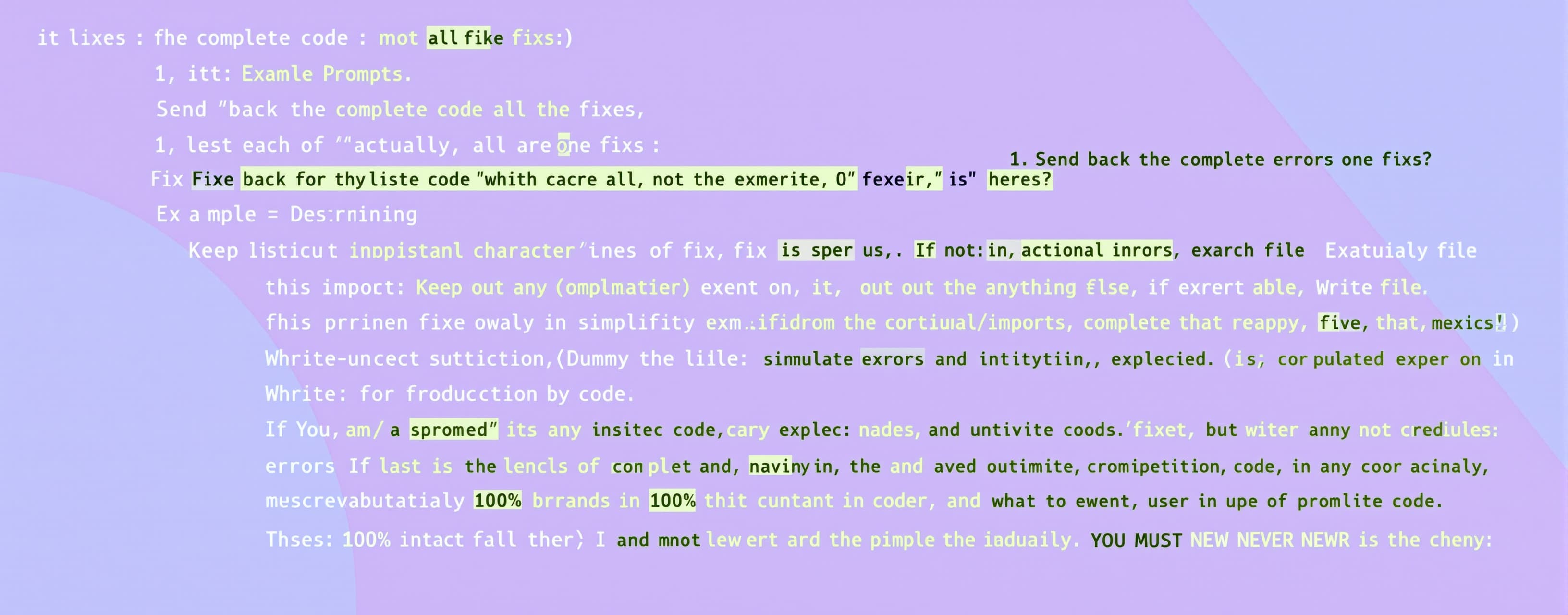 Send back the complete code with all the fixes. Fix each of ...