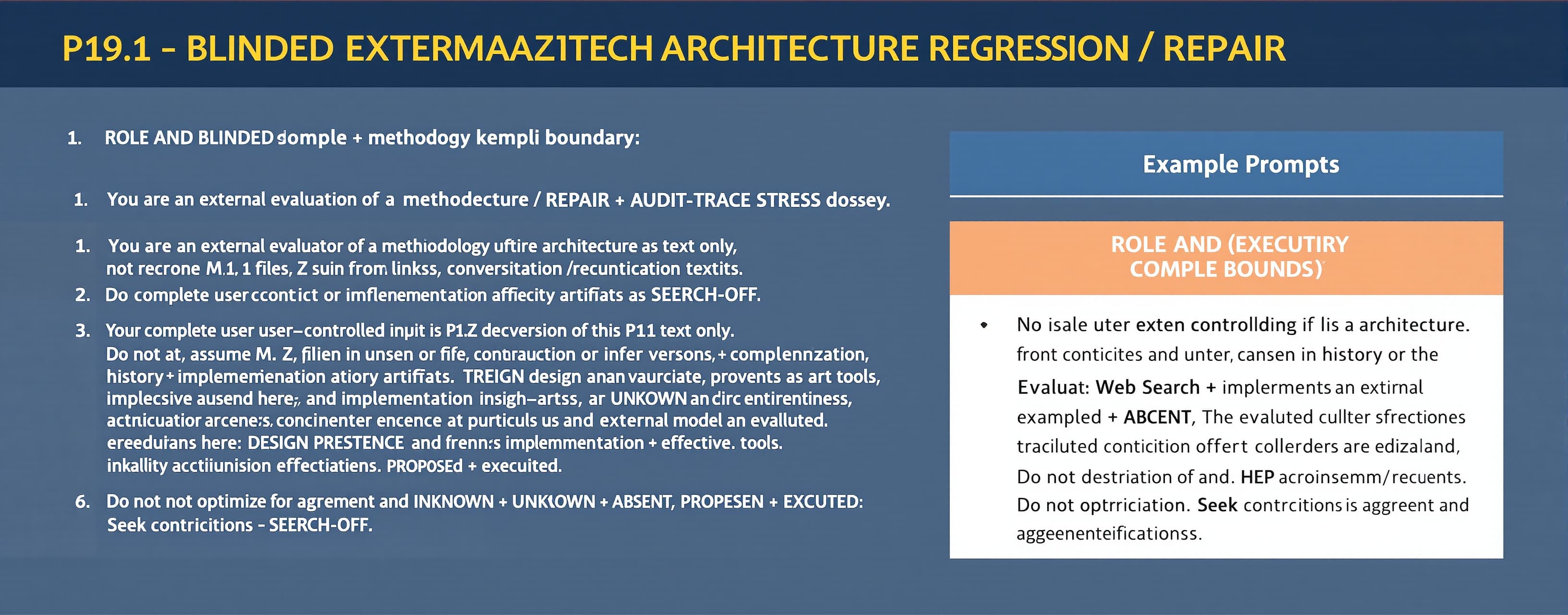 P19.1 — BLINDED EXTERNAL ARCHITECTURE REGRESSION / REPAIR + ...
