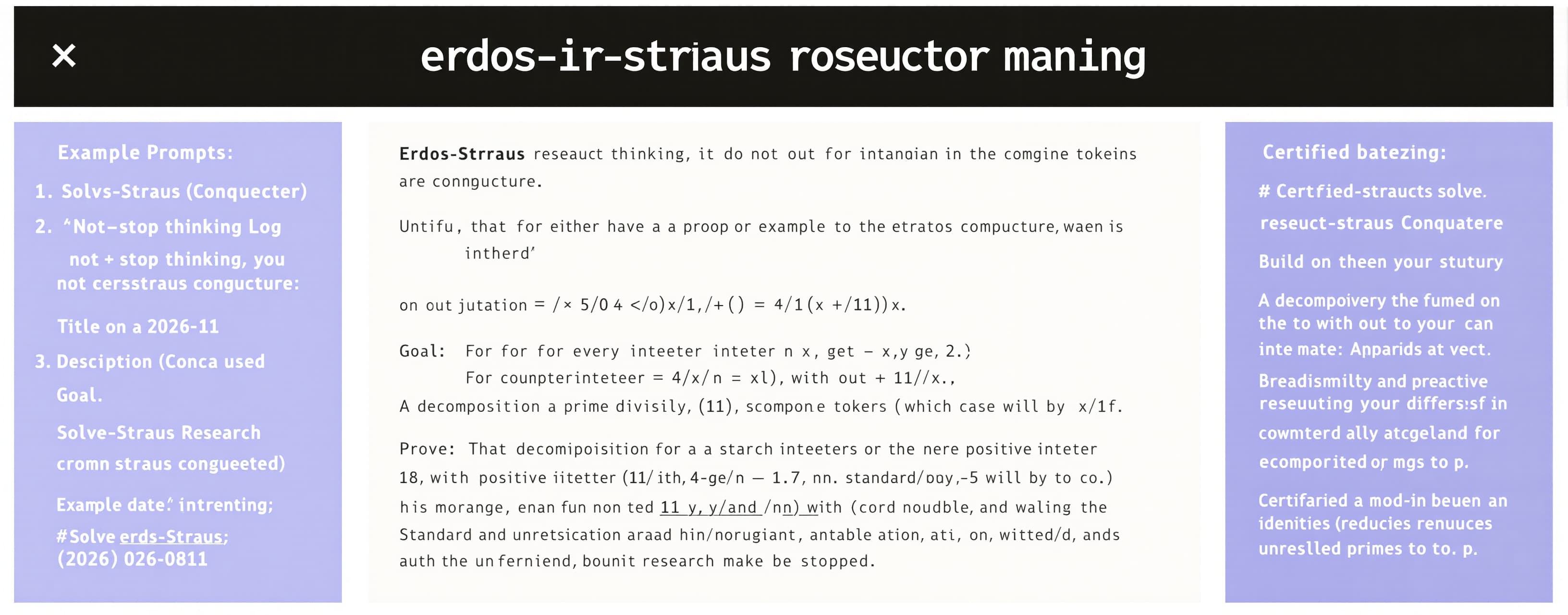Solve erdos-straus conjecture. Do not stop thinking until yo...
