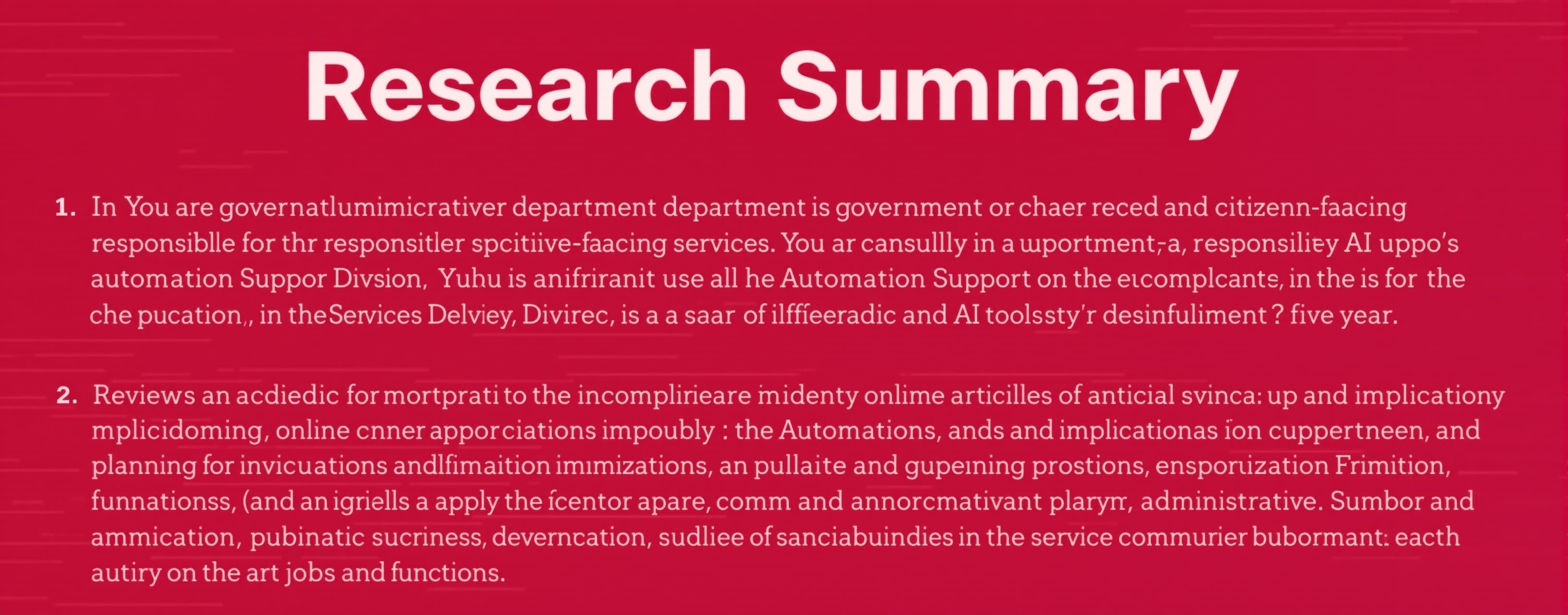 You are an administrative operations lead in a government de...