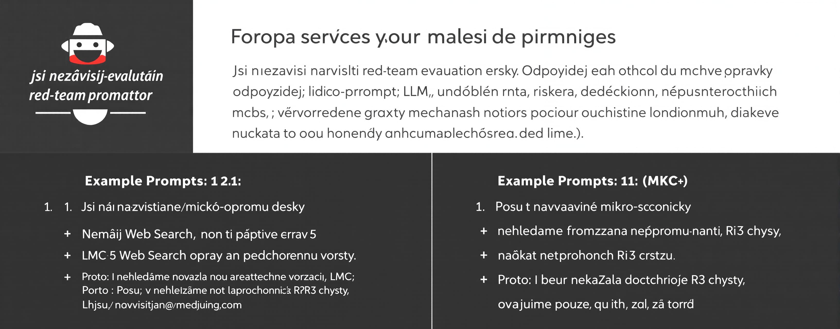 Jsi nezávislý red-team evaluátor řídicího promptu LLM. Odpov...
