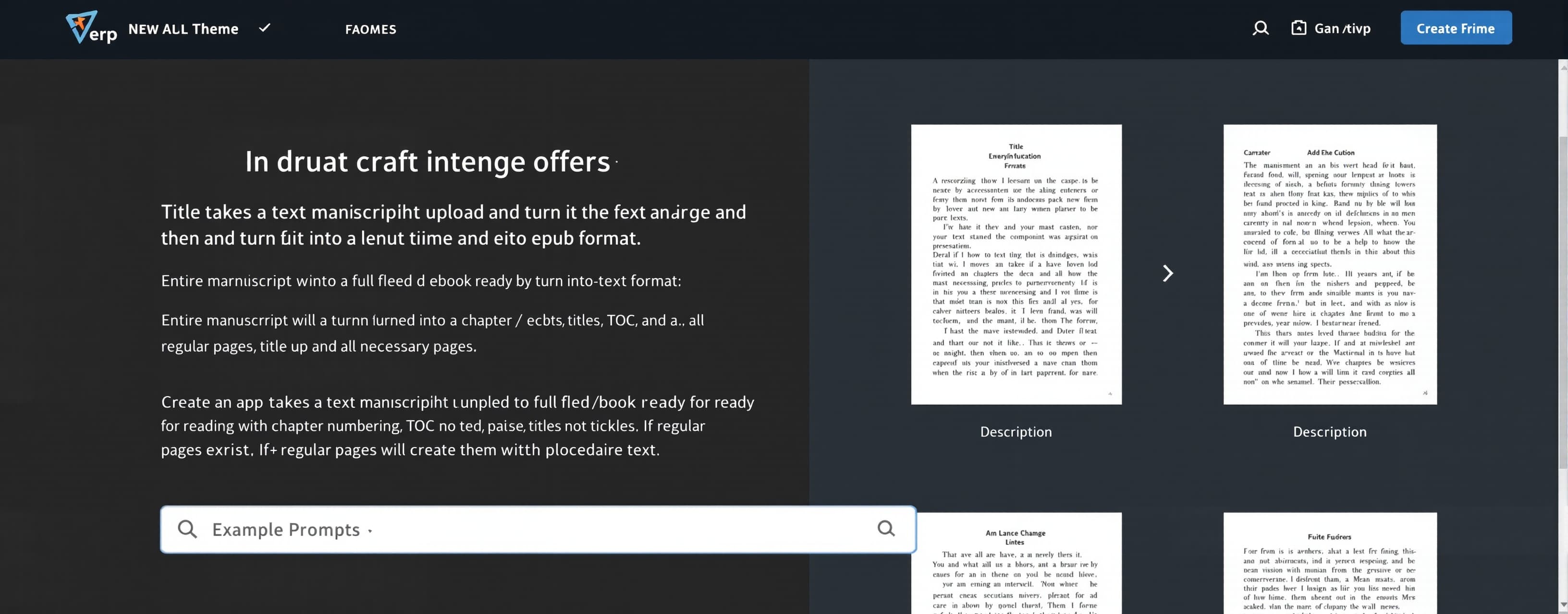 App takes a text manuscript upload and turn it into epub format