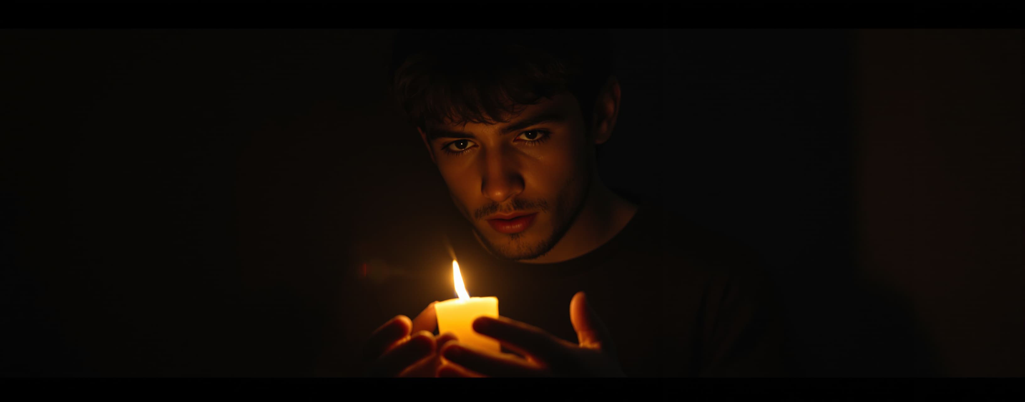 Final cinematic scene. A young man slowly steps out of absol...