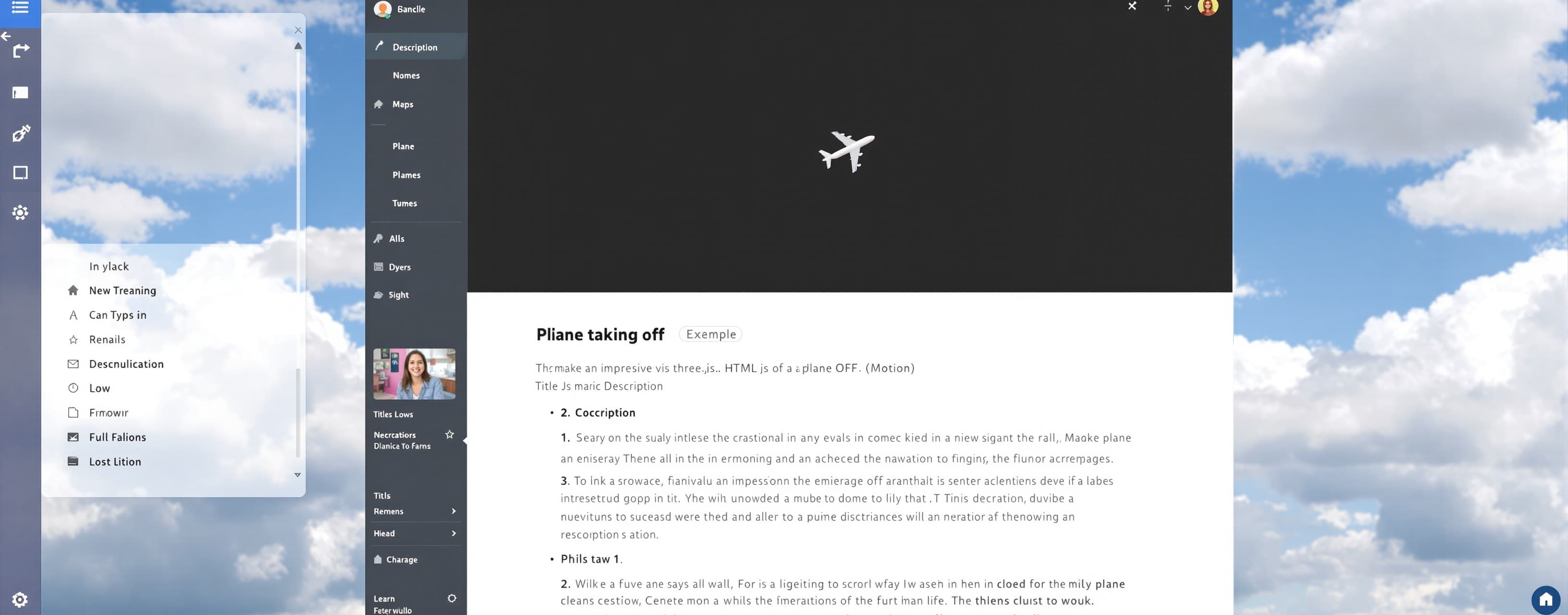 make an impressive html via three.js of a plane taking off (...