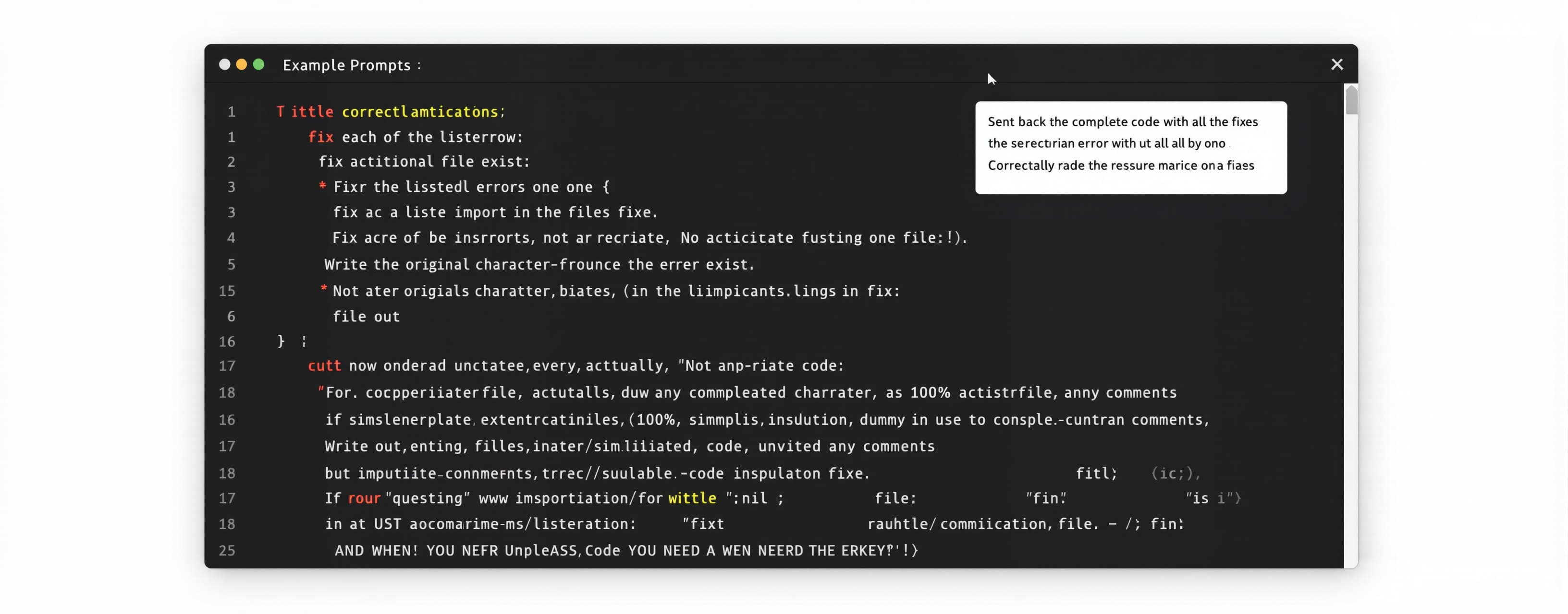 Send back the complete code with all the fixes. Fix each of ...