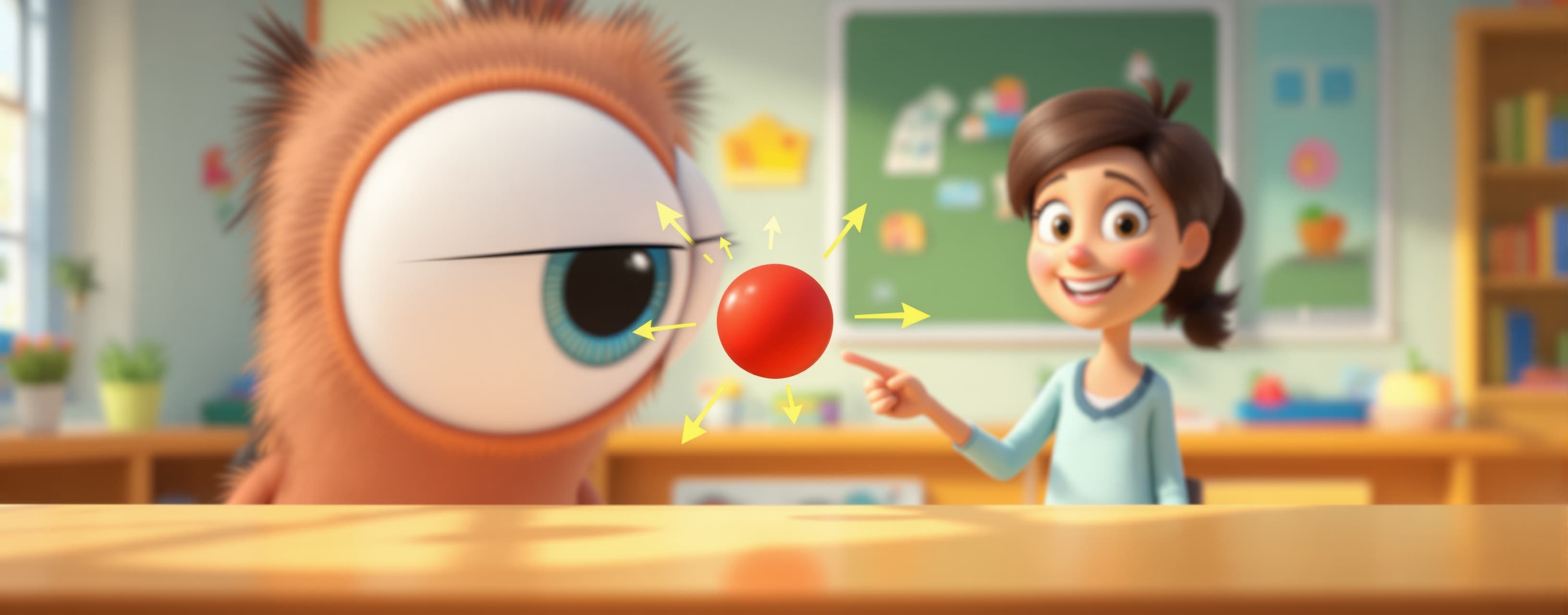 Close-up of a pair of large friendly cartoon eyes blinking n...