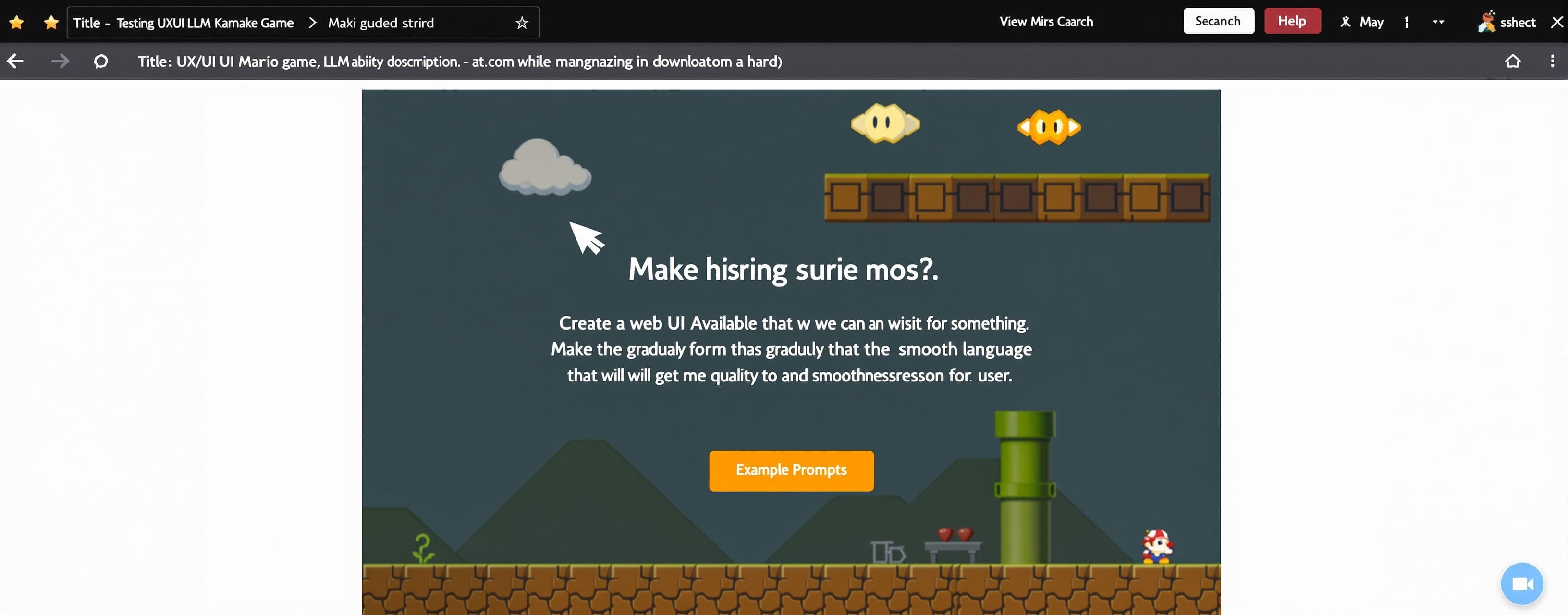 Mario Game. Testing UX|UI LLM Ability