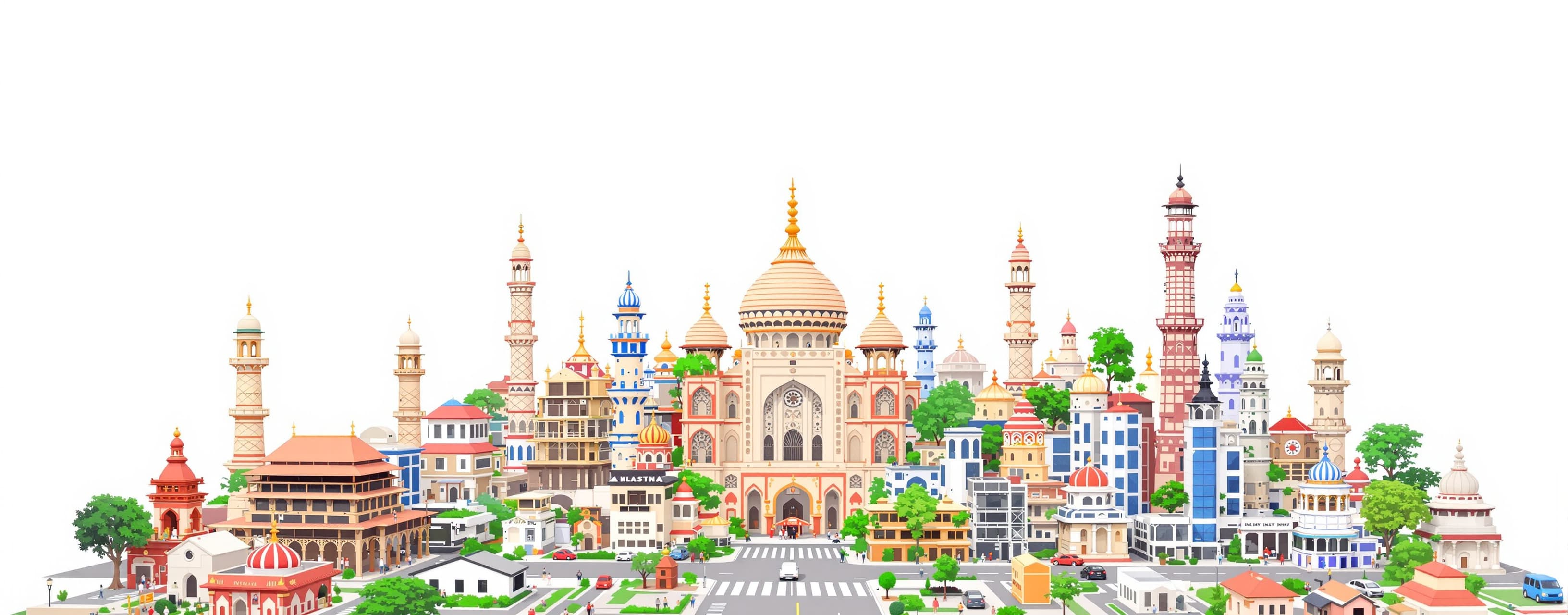 Create code for 3d world visually stunning of a indian city