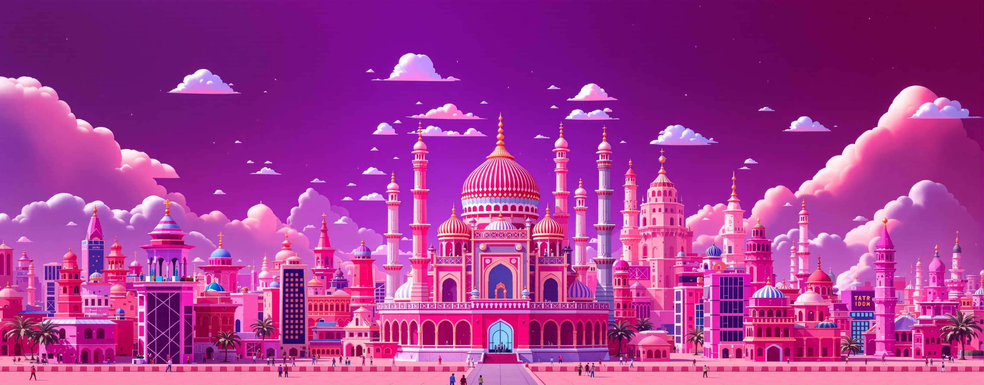Create code for 3d world visually stunning of a indian city