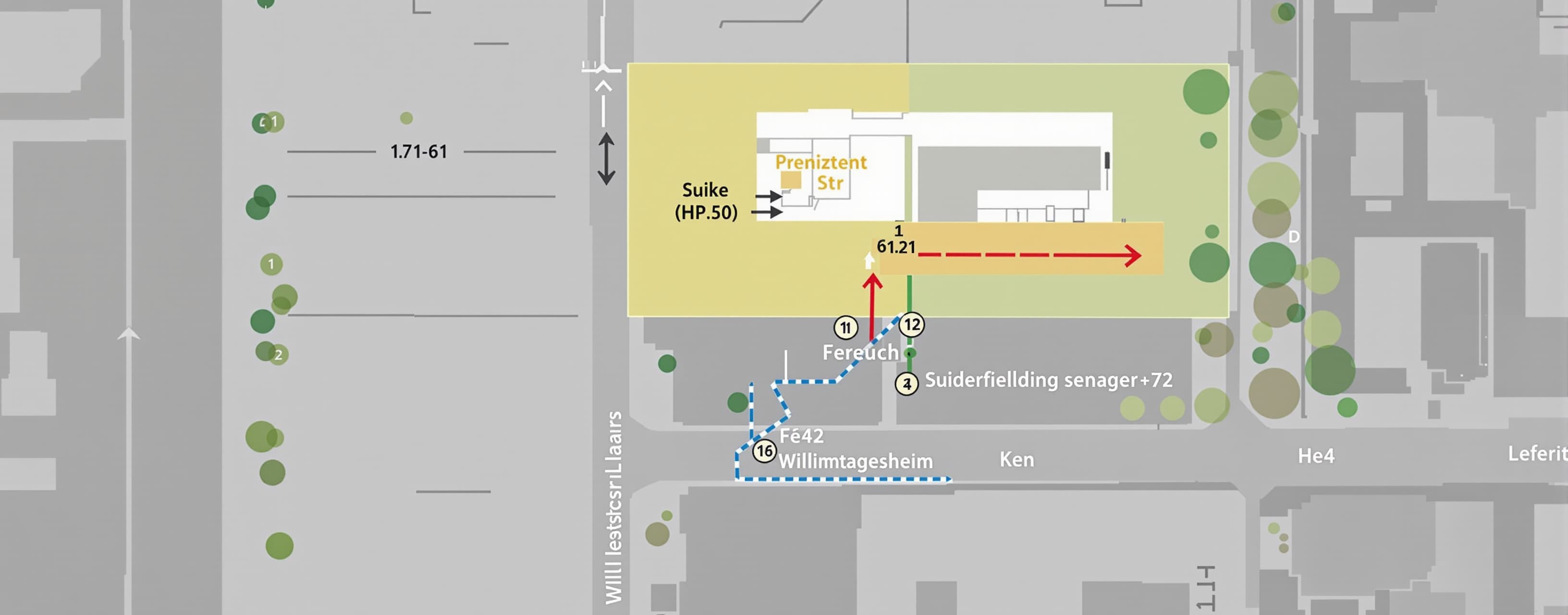 Berechne die Flächen der beiden im Bebauungsplan Wilhelmsbur...