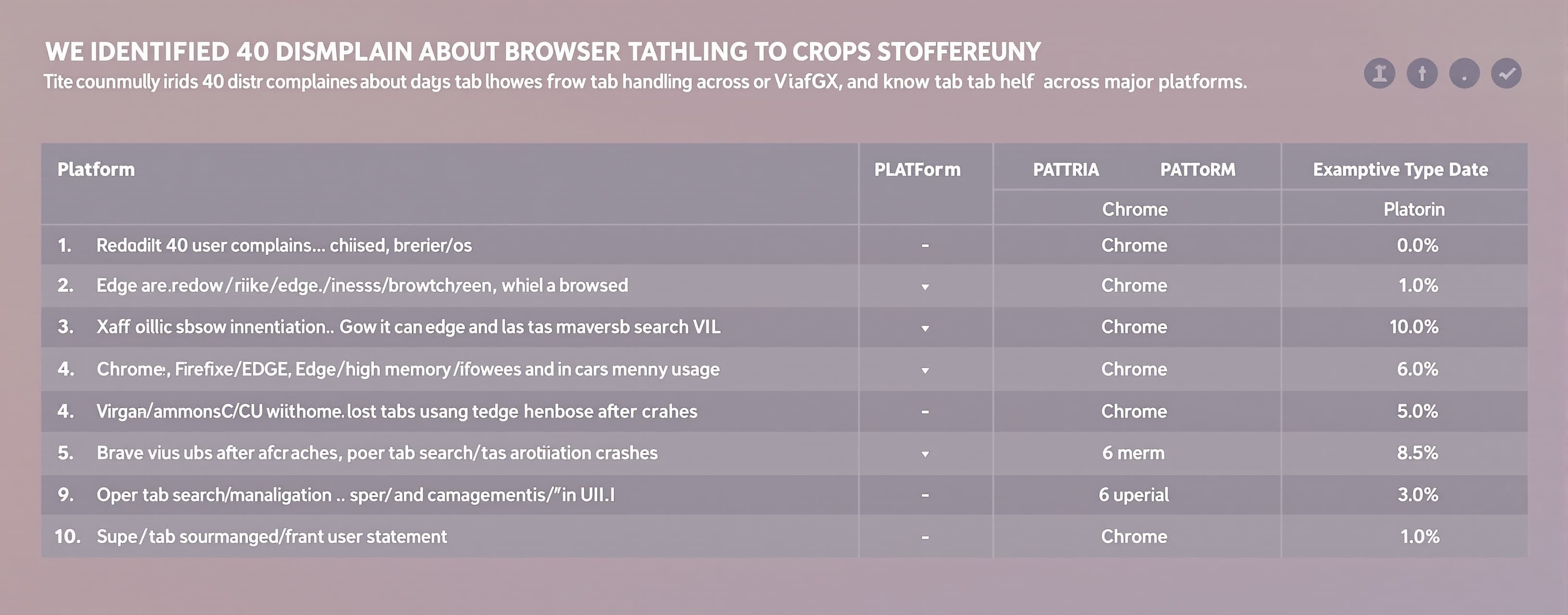 Executive Summary We identified 40 distinct user complaints ...