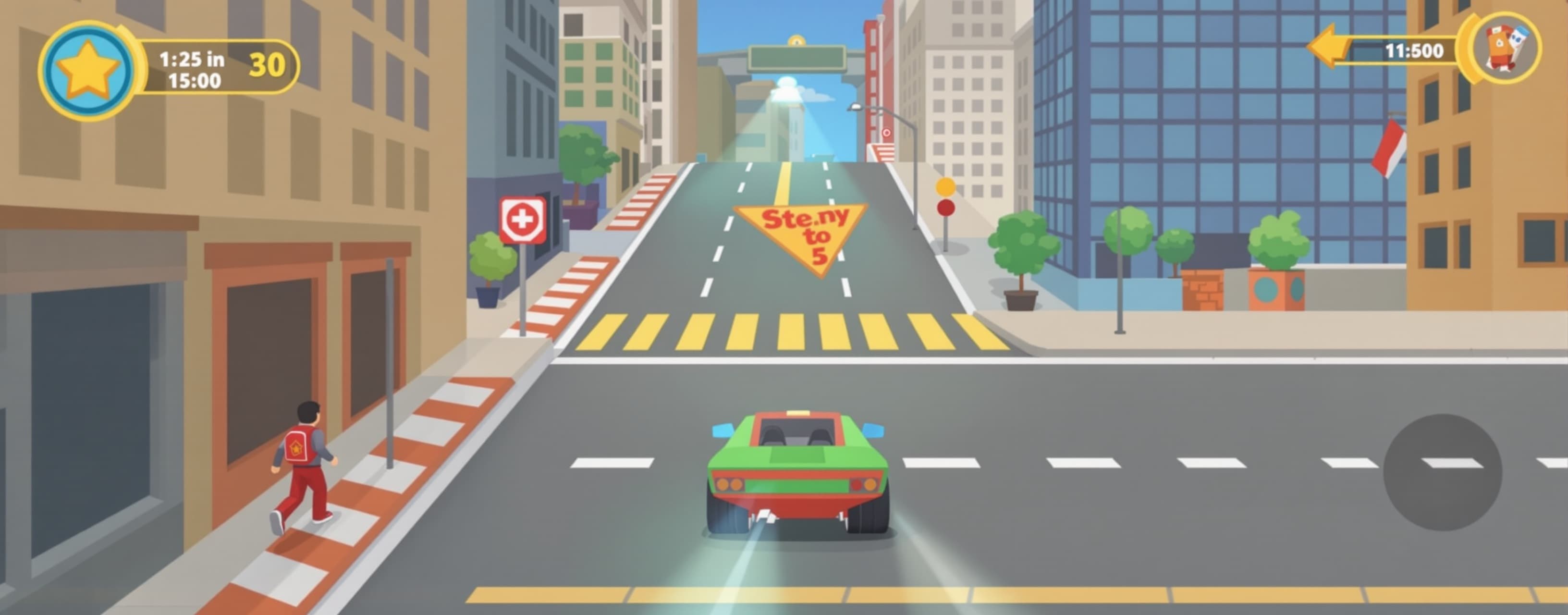 Create a fun arcade racer in JS. The game should be set in a...