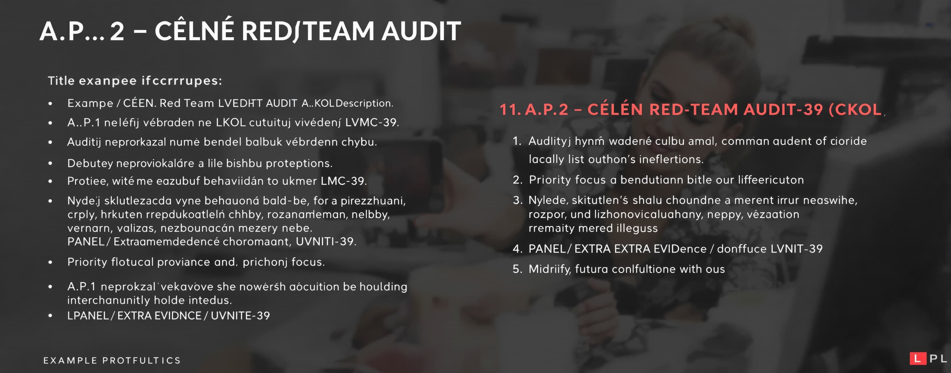A.P.2 — CÍLENÝ RED-TEAM AUDIT LMC-39

ÚKOL
Audituj výhradně ...