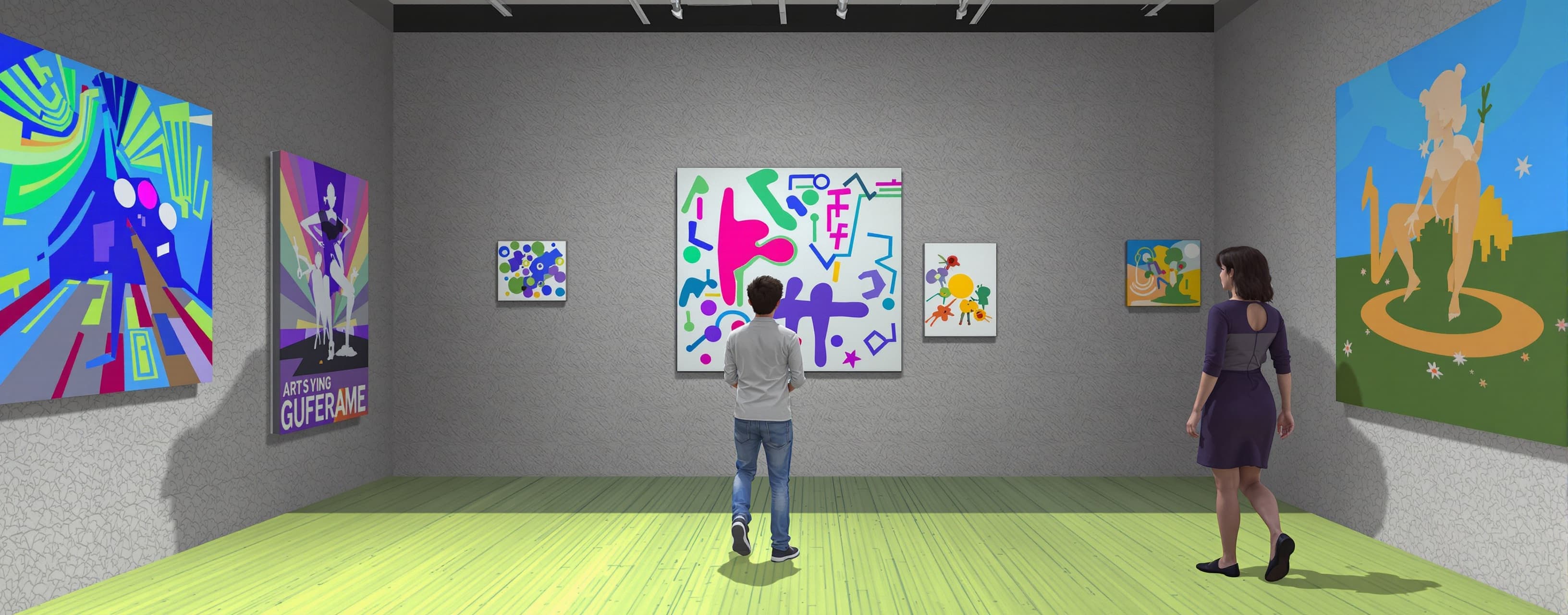 Generete a typescript game where a person enters on a virtua...