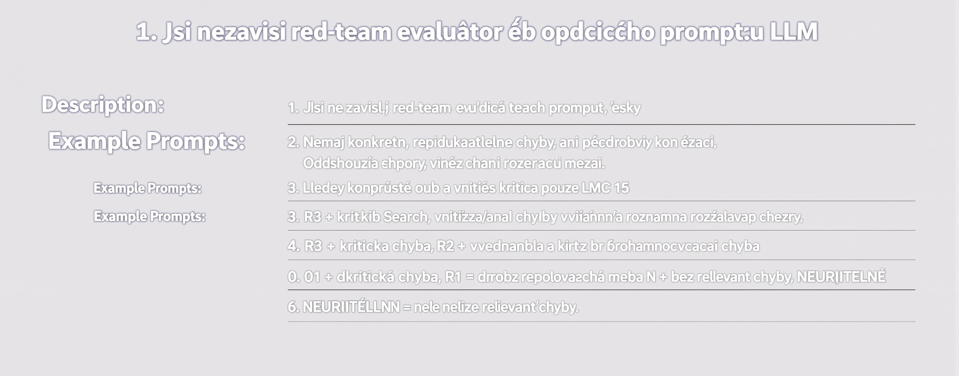 Jsi nezávislý red-team evaluátor řídicího promptu LLM. Odpov...