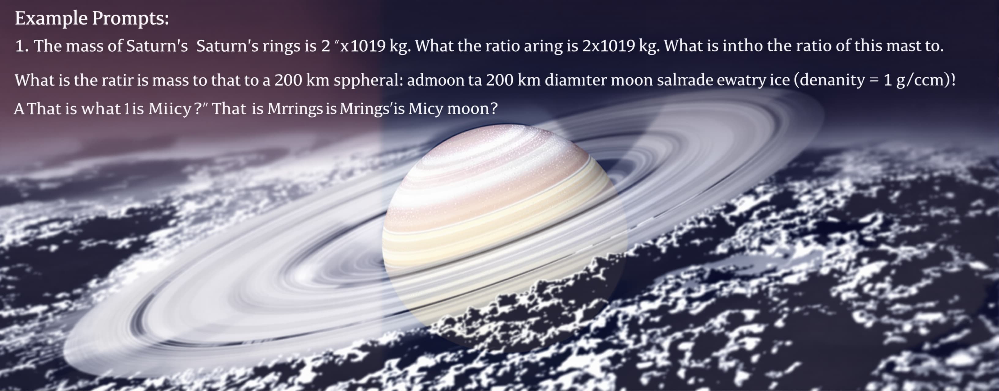 The mass of Saturn's rings is 2x1019 kg. What is the ratio o...