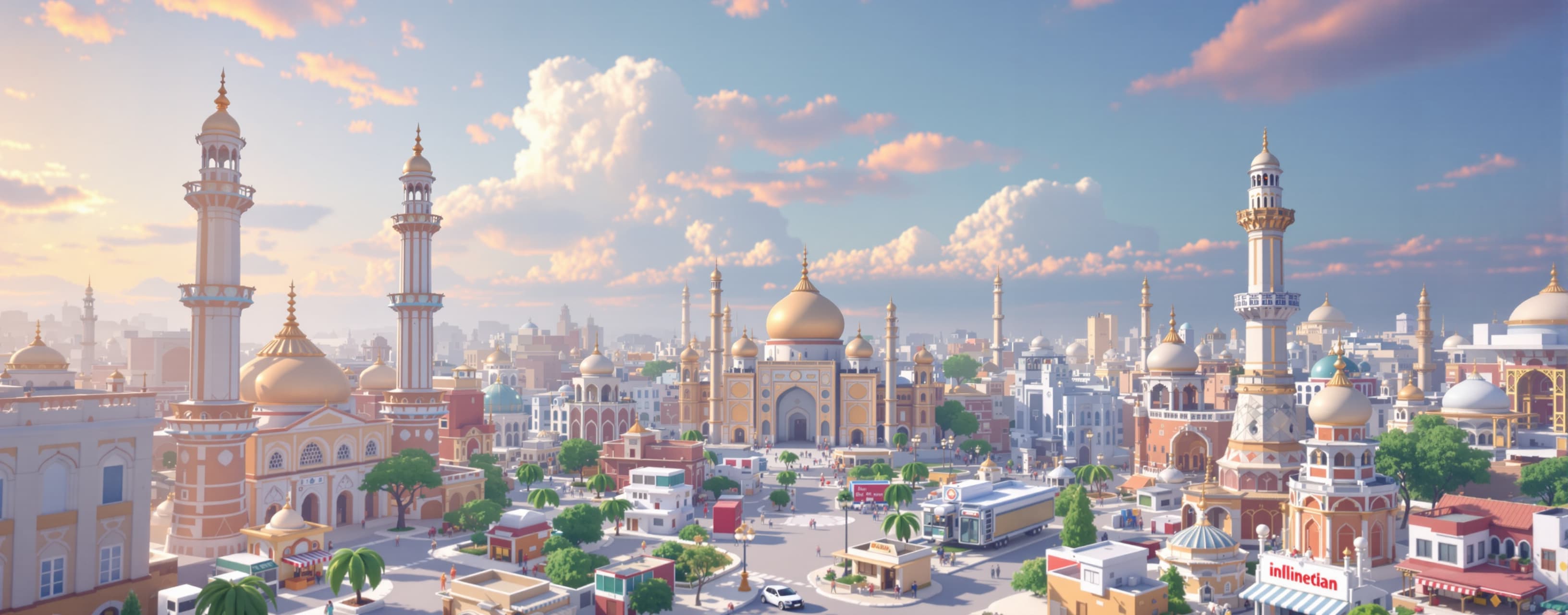 Create code for 3d world visually stunning of a indian city