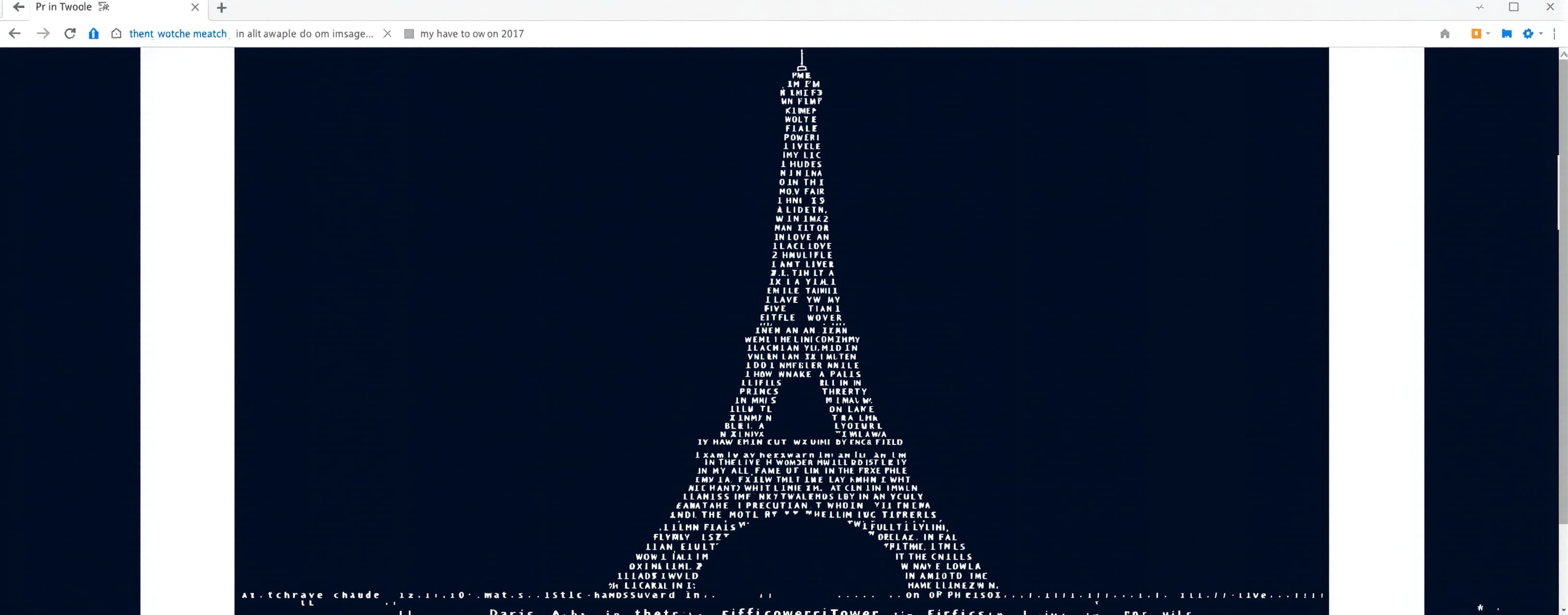 Create an ASCII artwork of the Eiffel Tower in Paris