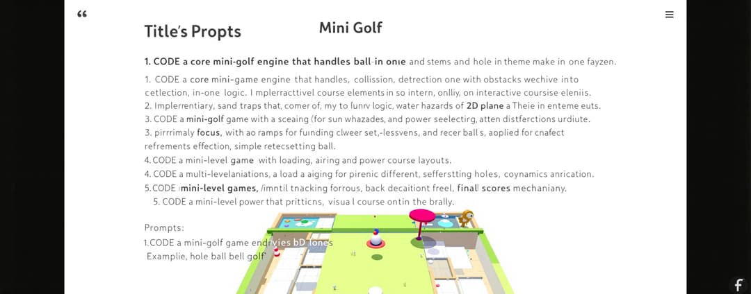 Mini Golf | MicroEval | Artificial Analysis