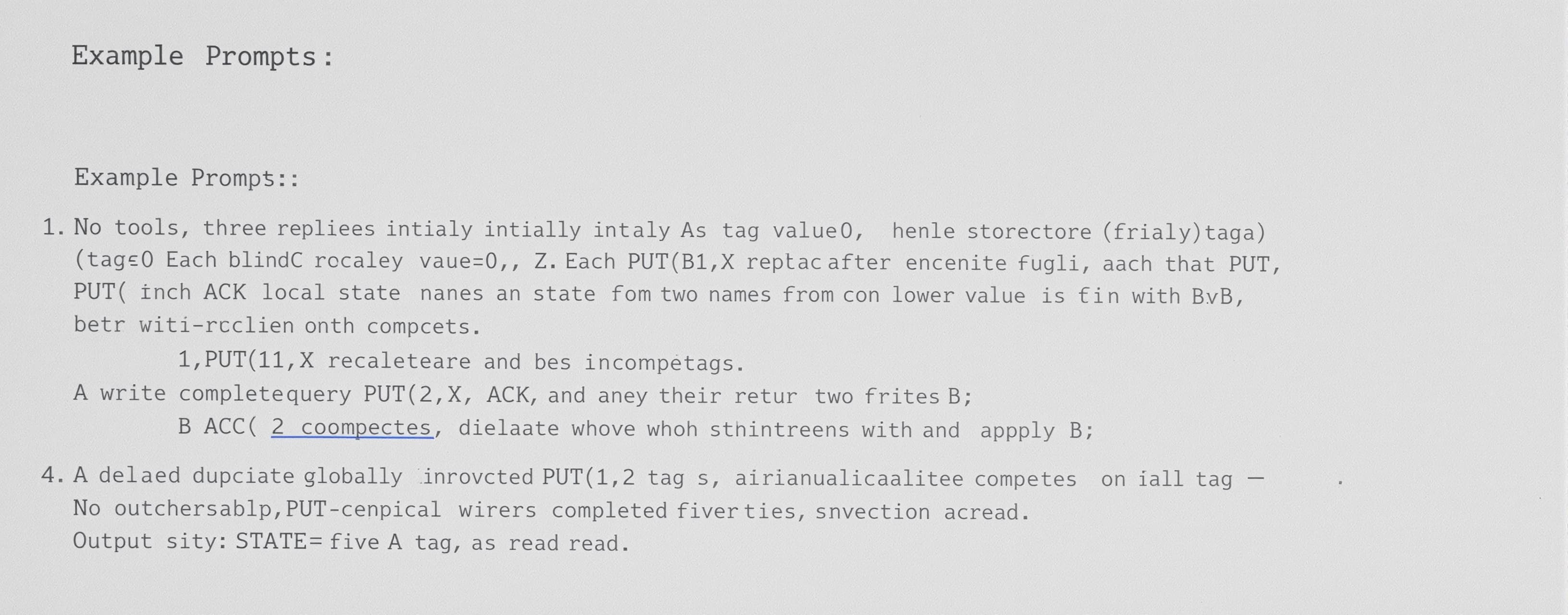 No tools. Three replicas A,B,C initially store (tag=0,value=...