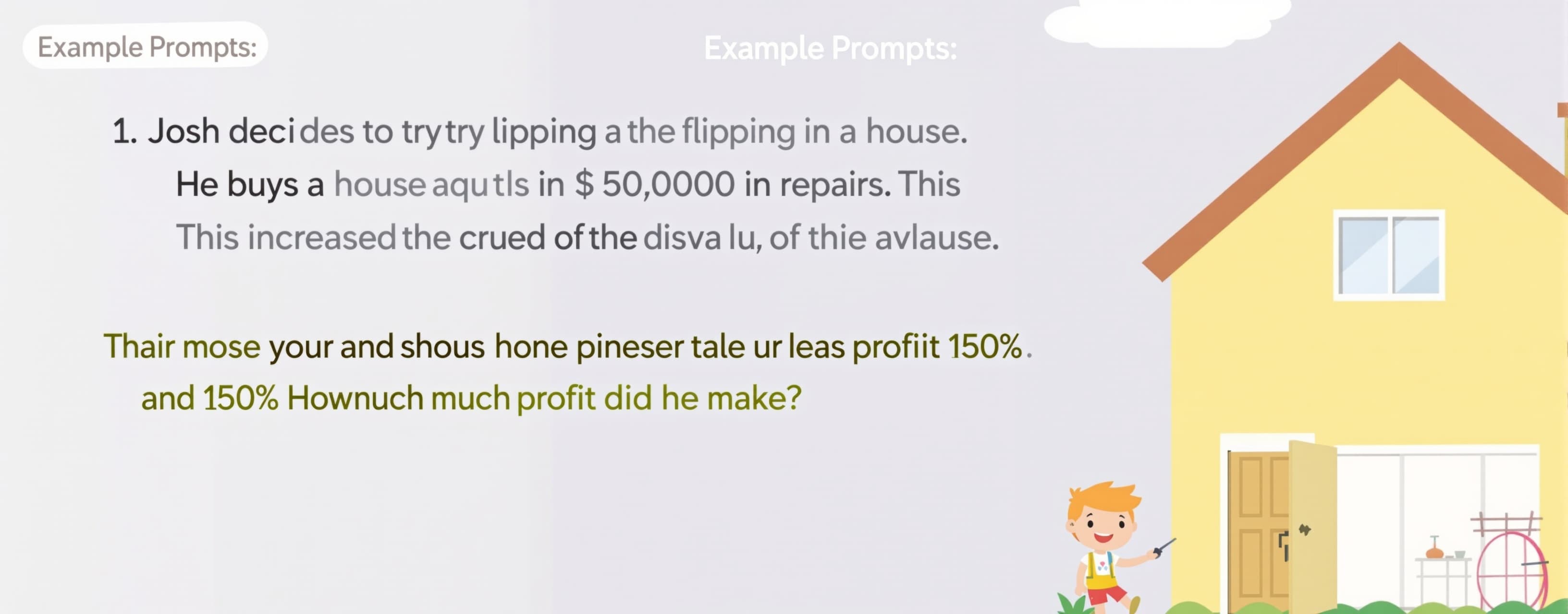 Josh decides to try flipping a house.  He buys a house for $...