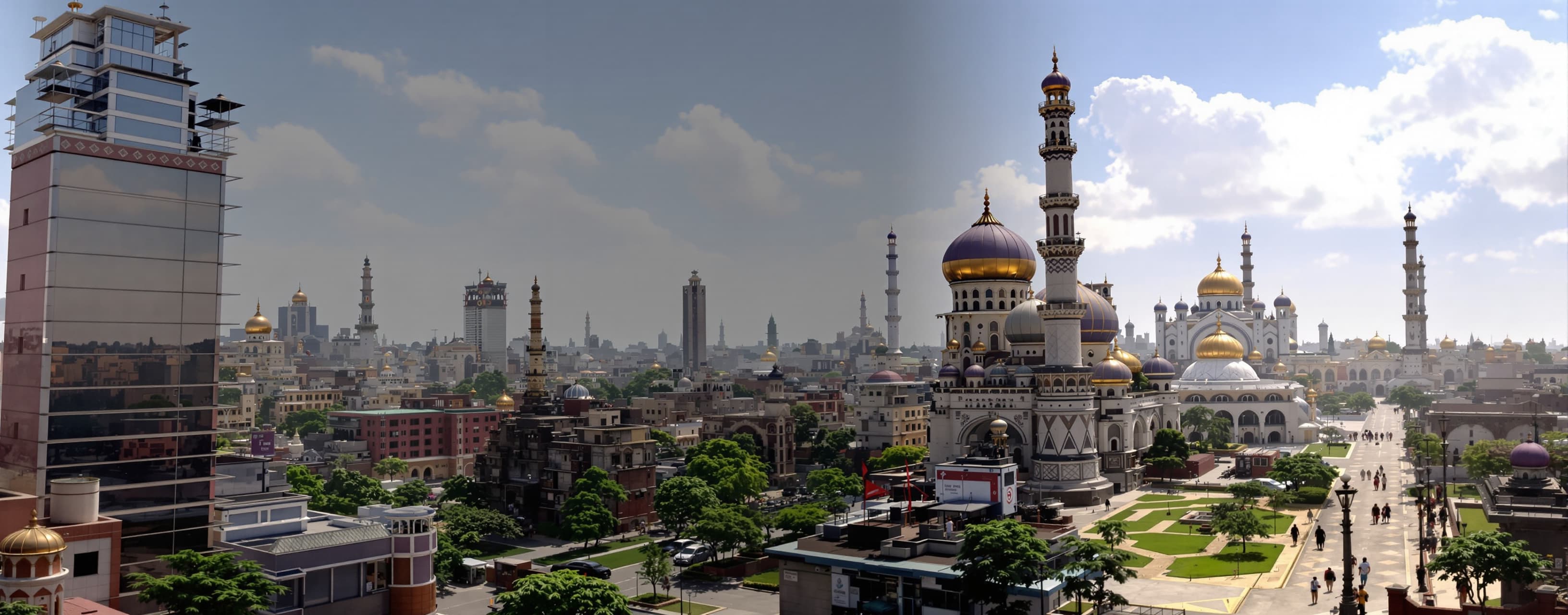 Create code for 3d world visually stunning of a indian city