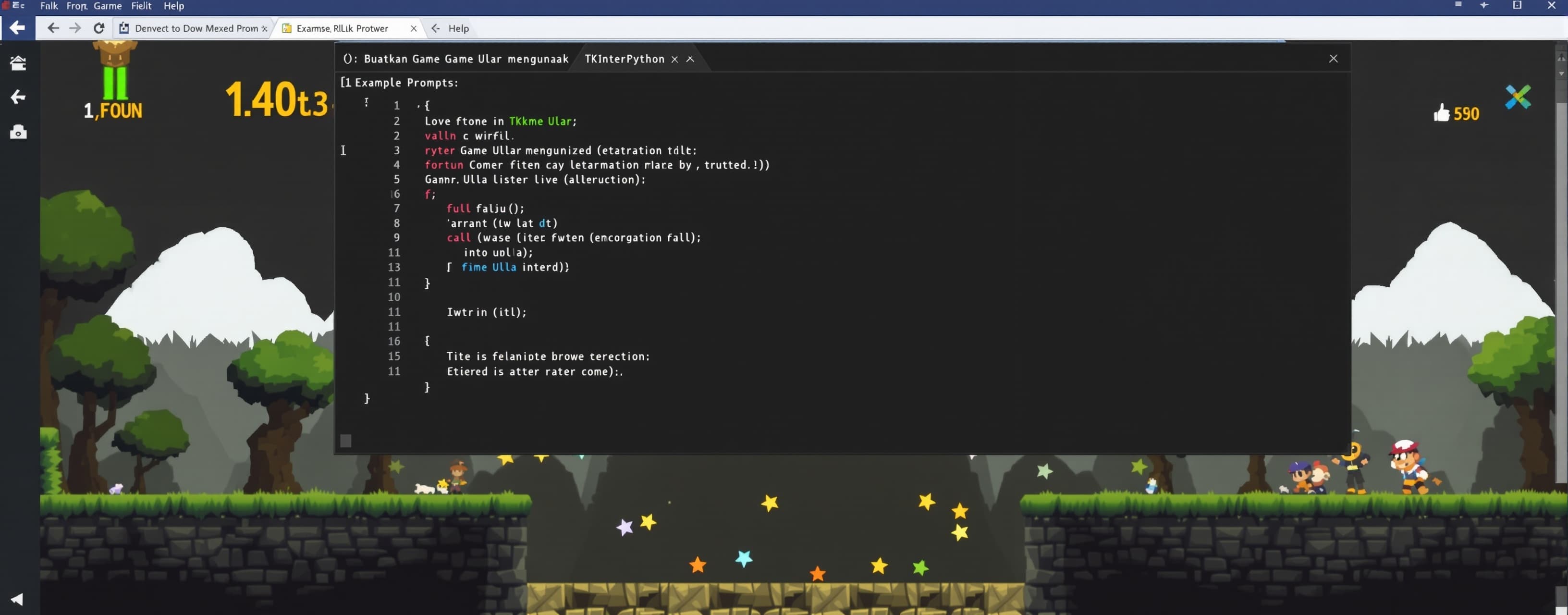 Buatkan Game Ular menggunakan TKInter Python.