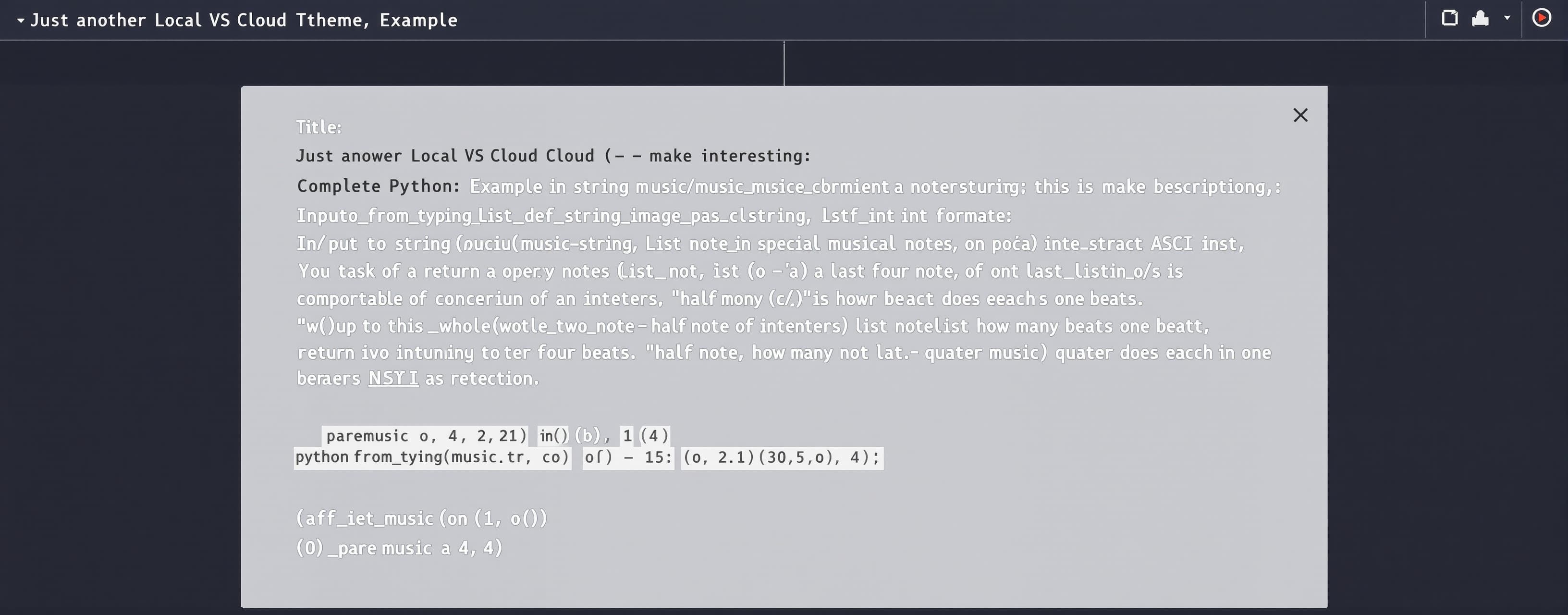 Just another Local VS Cloud