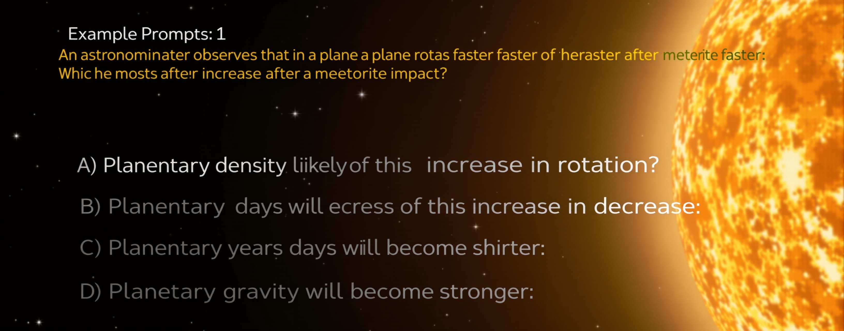 An astronomer observes that a planet rotates faster after a ...