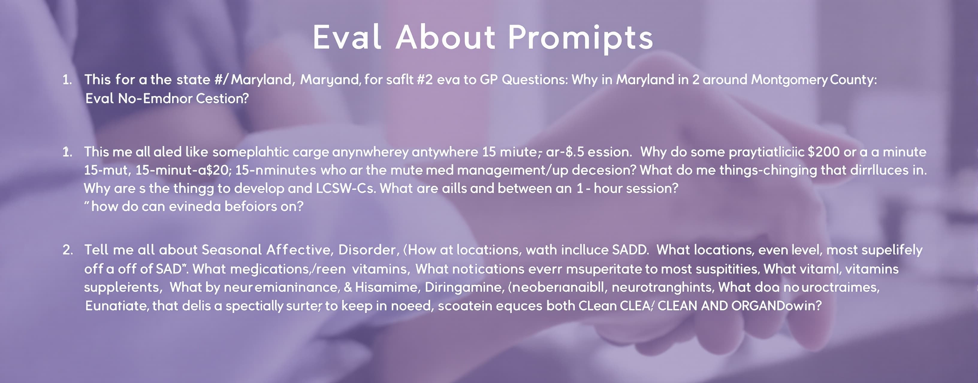 Eval #2 with GP Questions