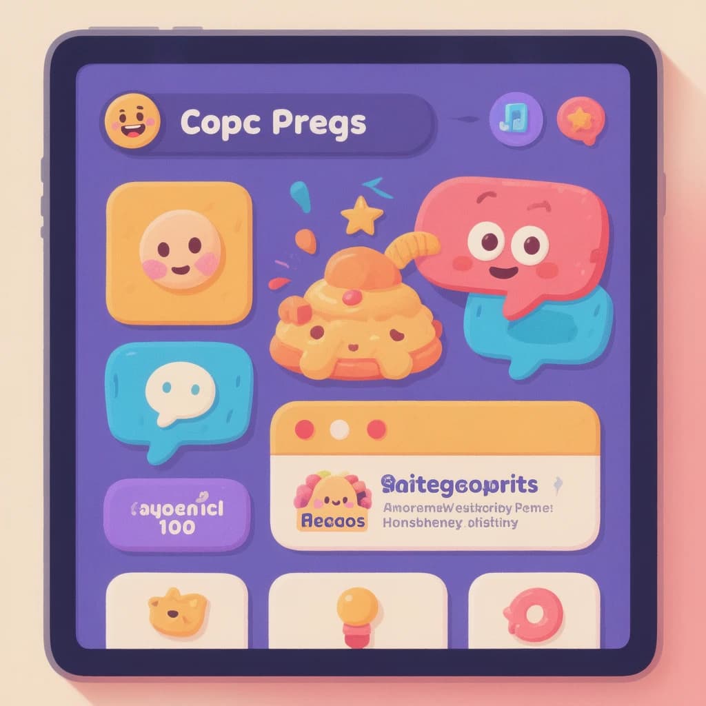Playful mobile app dashboard, thick outlines, flat colors, friendly microcopy.