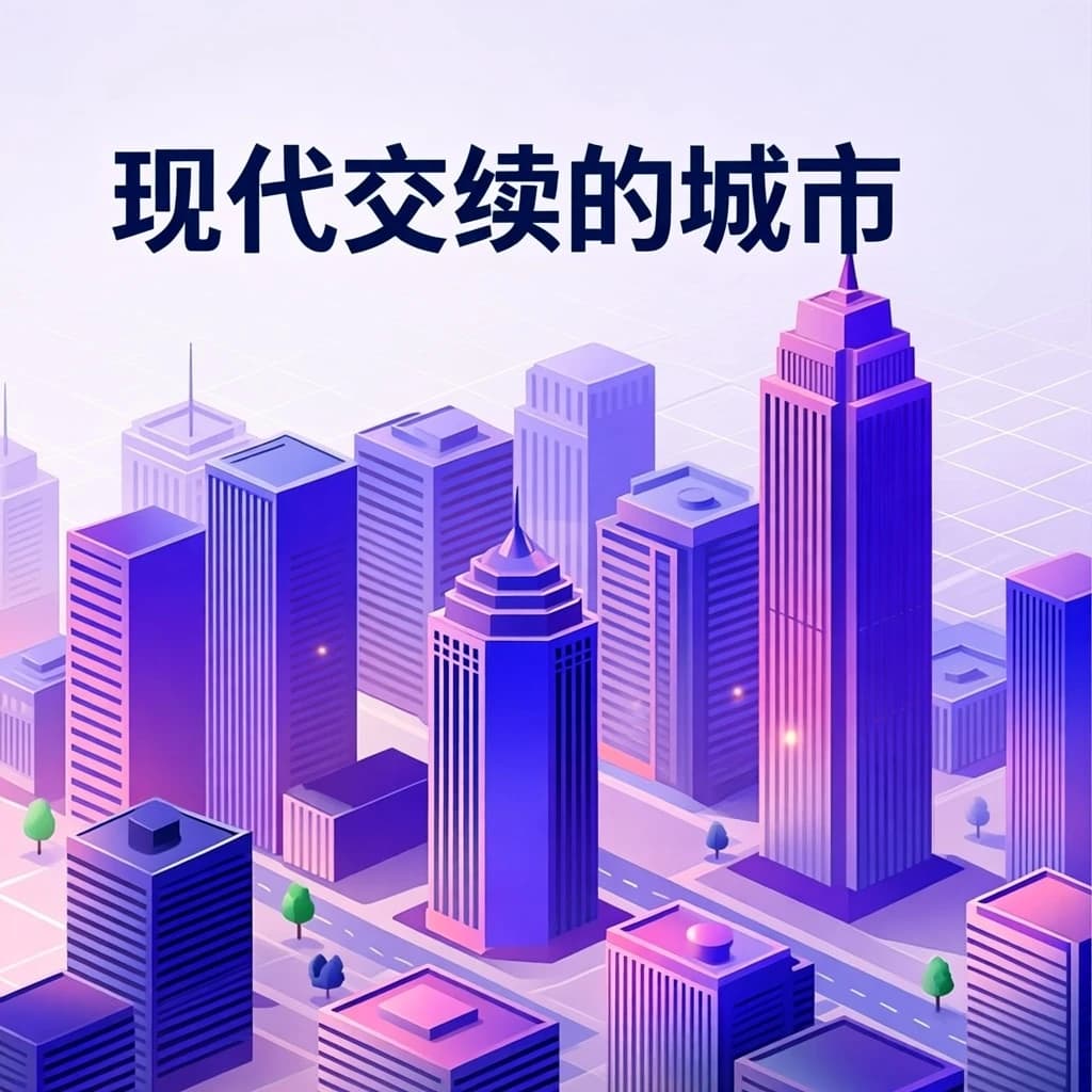 Render an isometric city poster with geometric buildings, neon gradients, gloss highlights, soft AO shadows, clean sans-serif lettering, grid layout, reflections a bit overexposed.