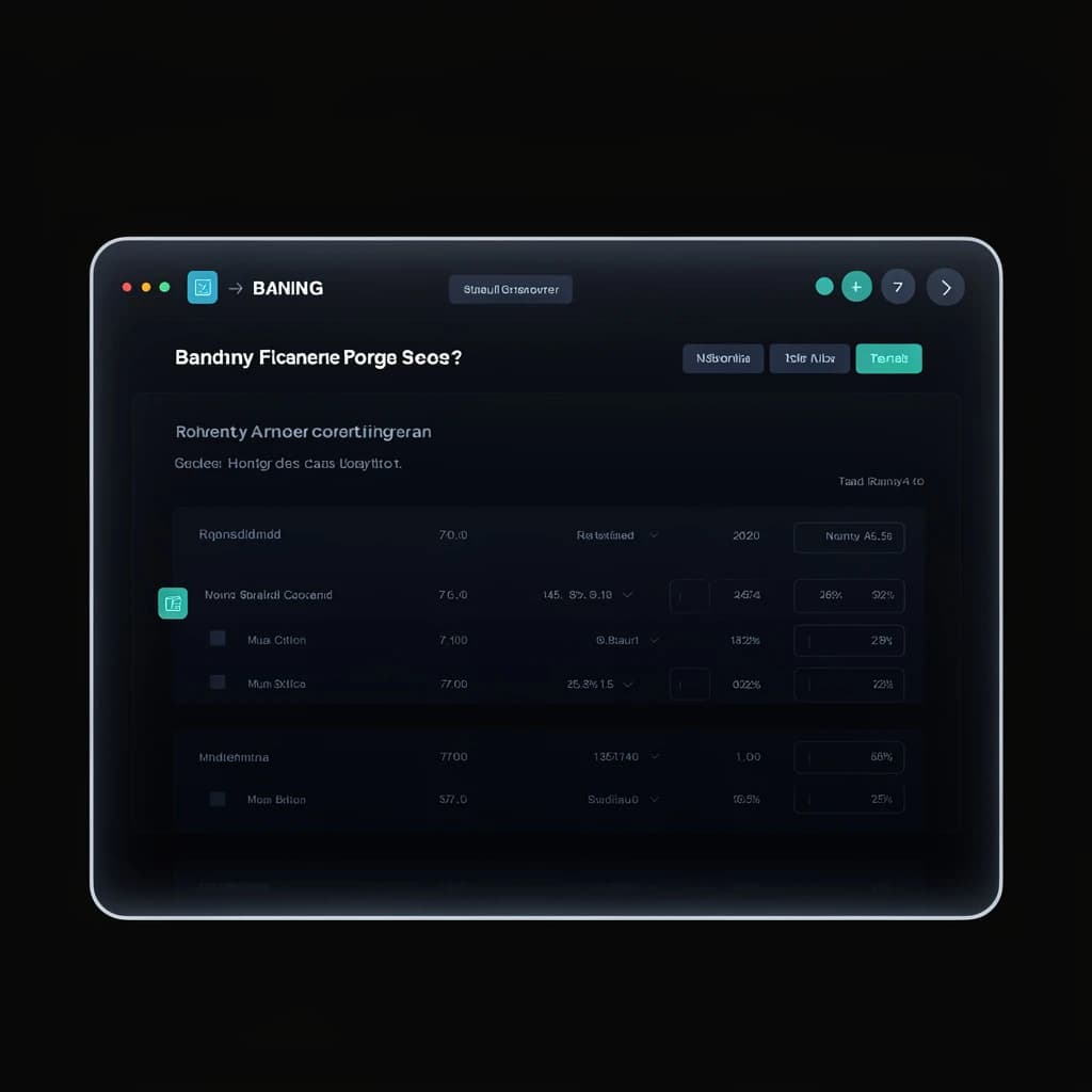 Dark mode banking dashboard with glassmorphism.