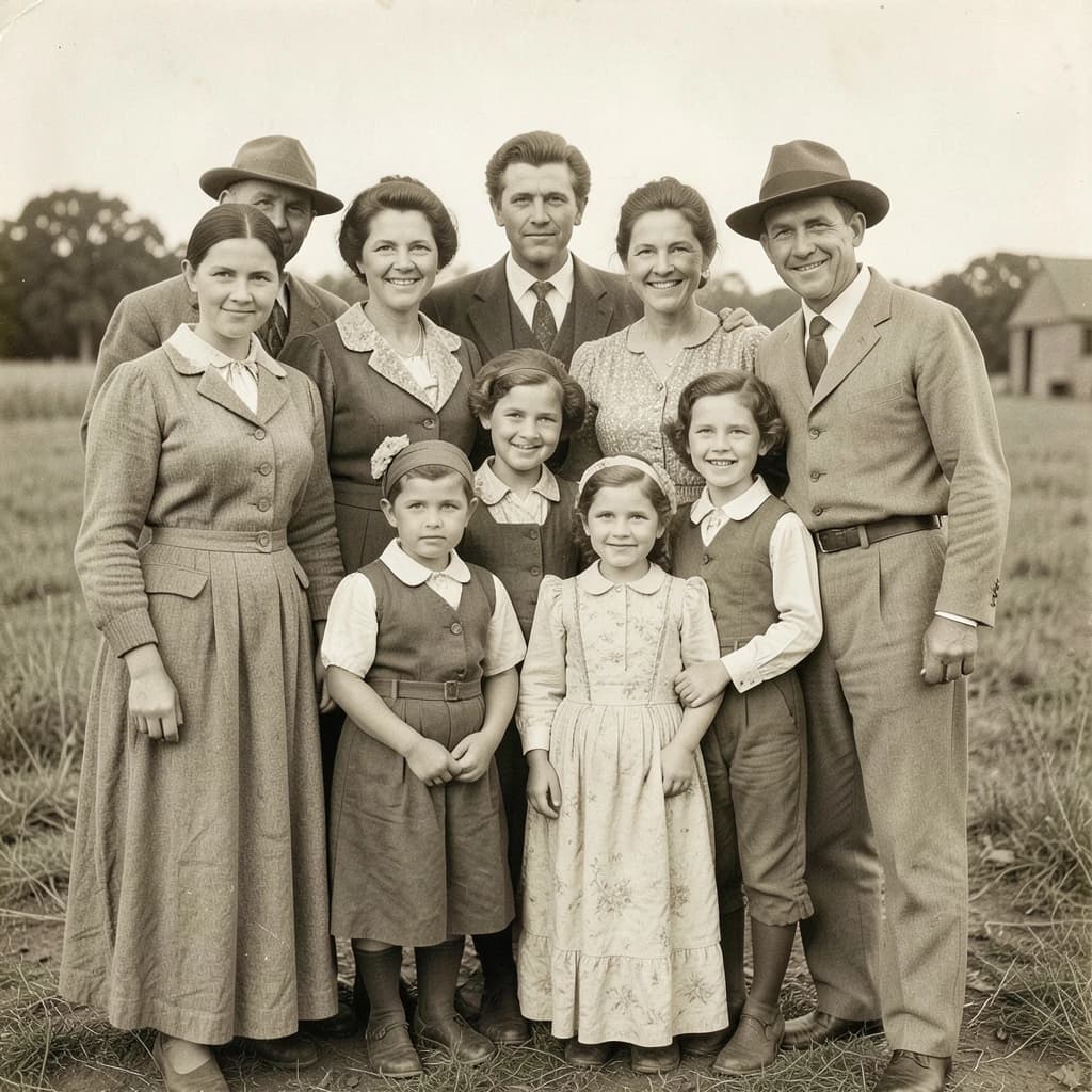 Everybody holds still and nobody smiles for the family portrait. It's 1928 in Kansas