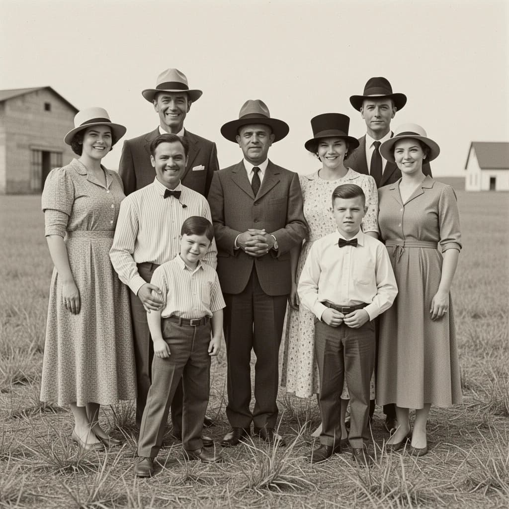 Everybody holds still and nobody smiles for the family portrait. It's 1928 in Kansas