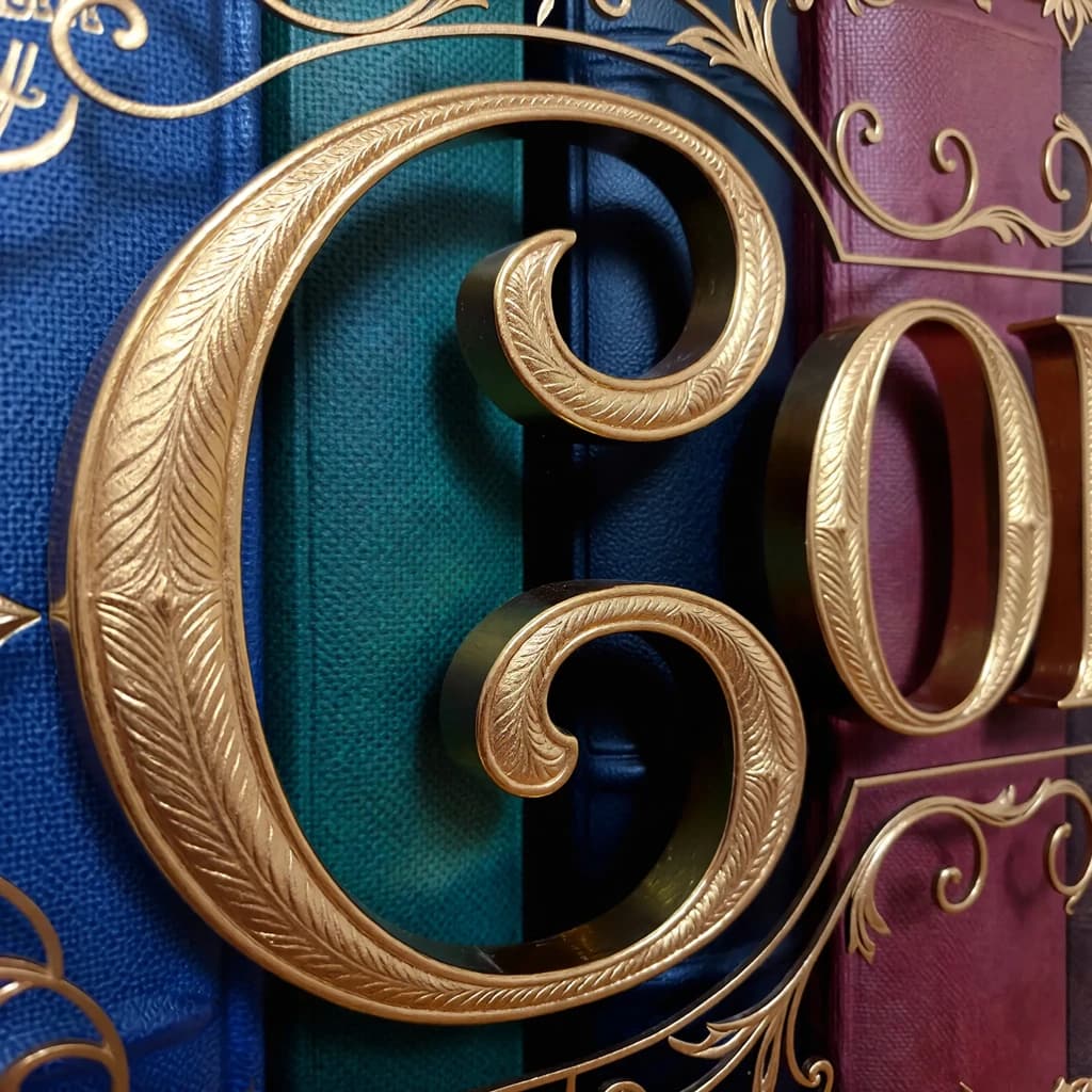 Illustrate a book cover with gold foil drop caps.