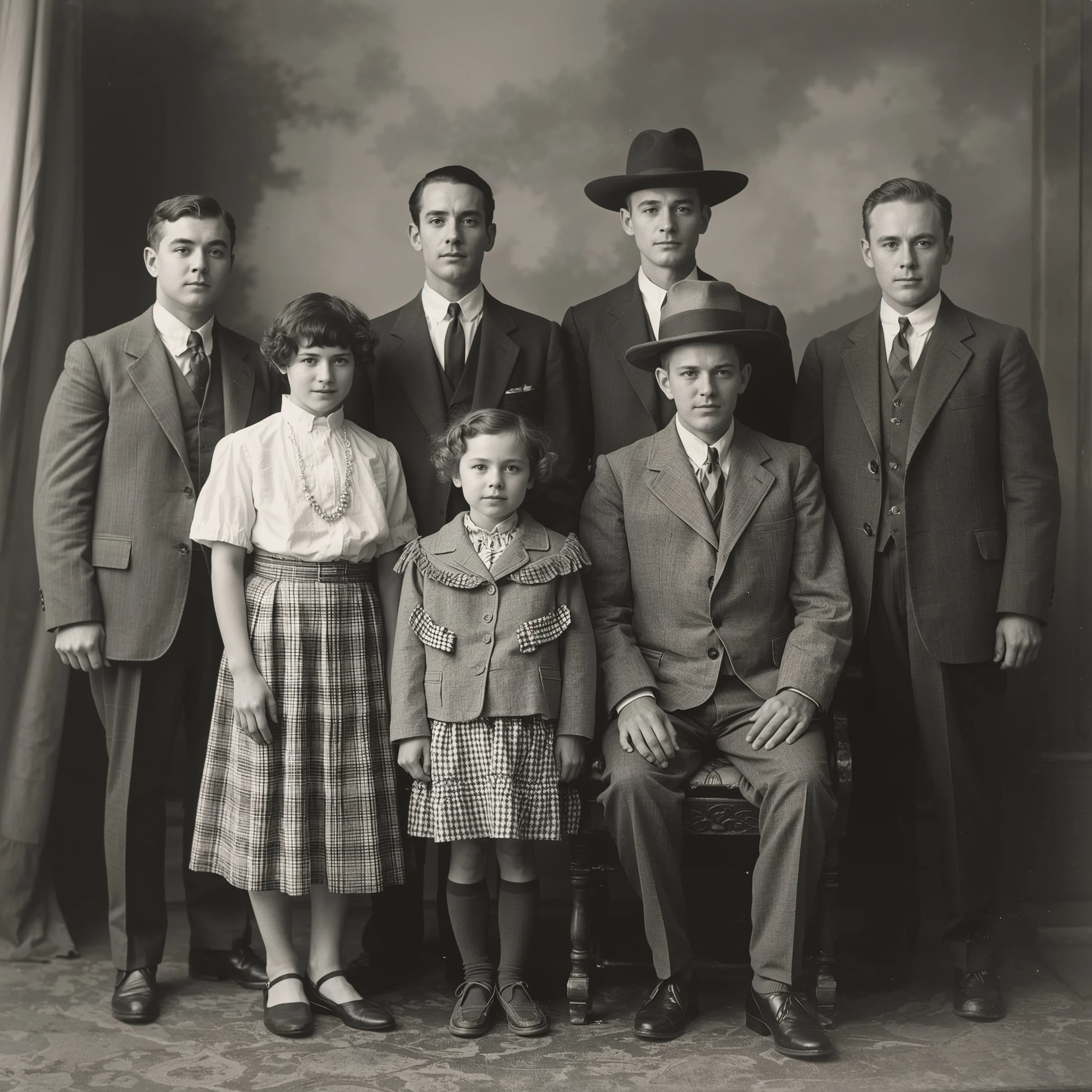 Everybody holds still and nobody smiles for the family portrait. It's 1928 in Kansas