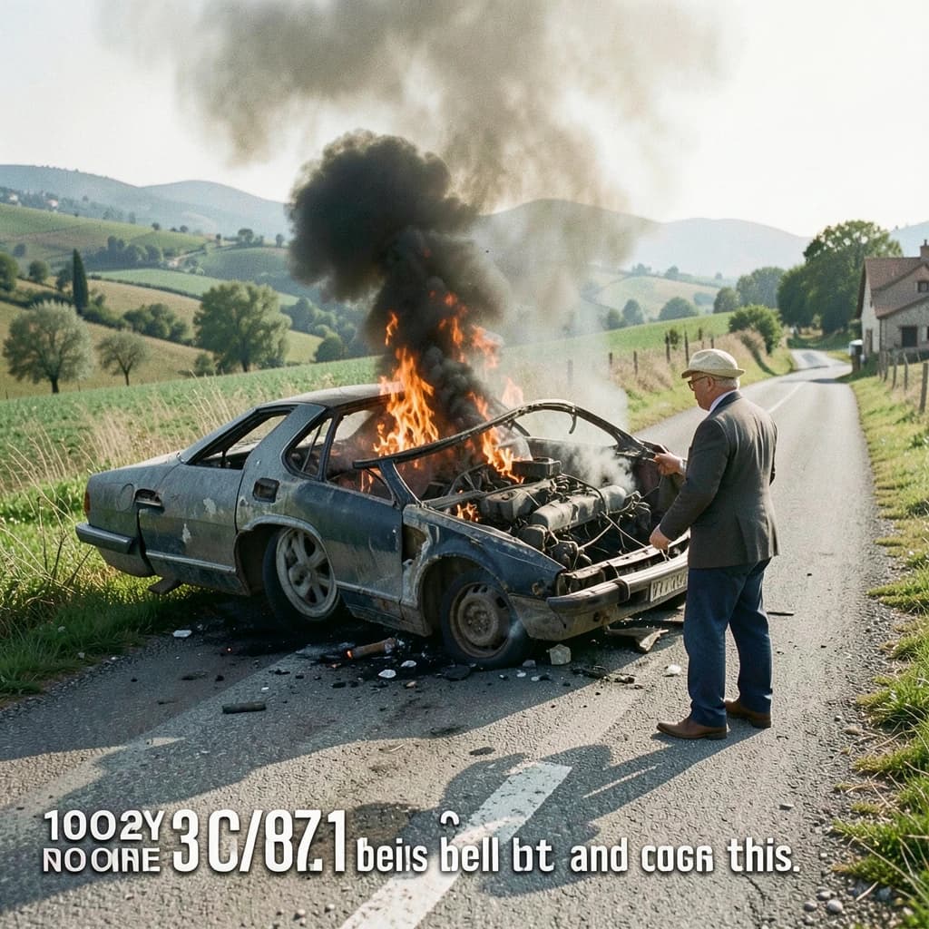 Mario examines the still smouldering wreck of the crash that took his best driver on the side of the country road. He designed this car and caused this. 3 days have passed since the crash. It's 1973 in Northern Italy.
