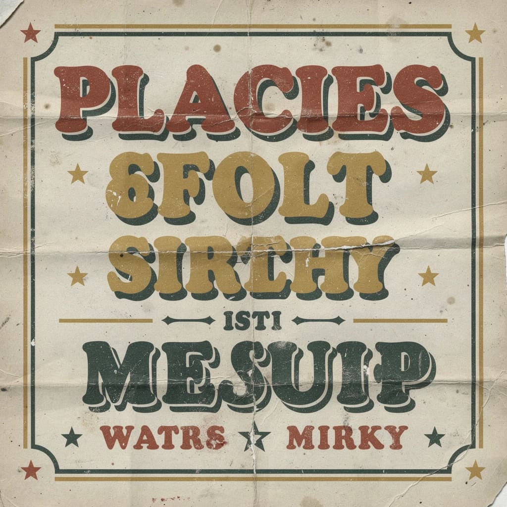 Make a 1960s concert poster featuring bold wood type, misaligned ink, creases.