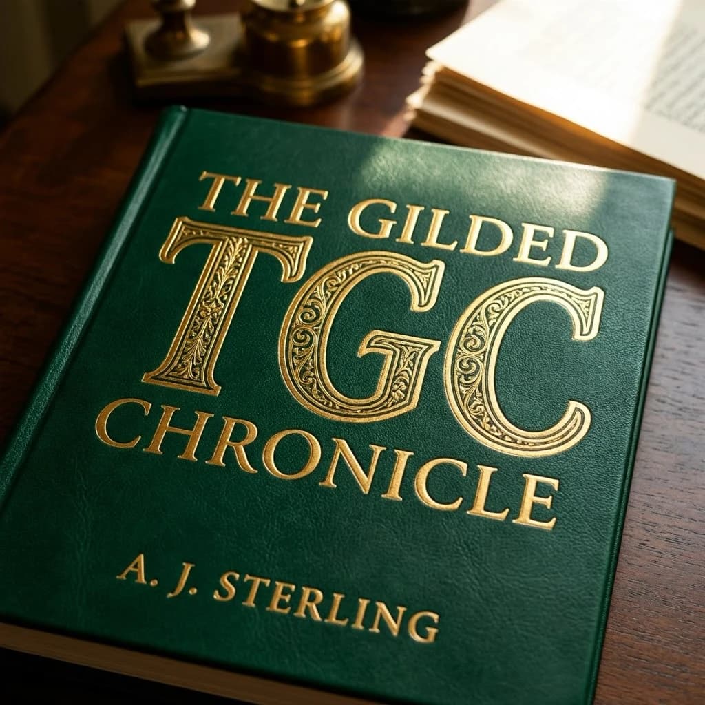 Illustrate a book cover with gold foil drop caps.