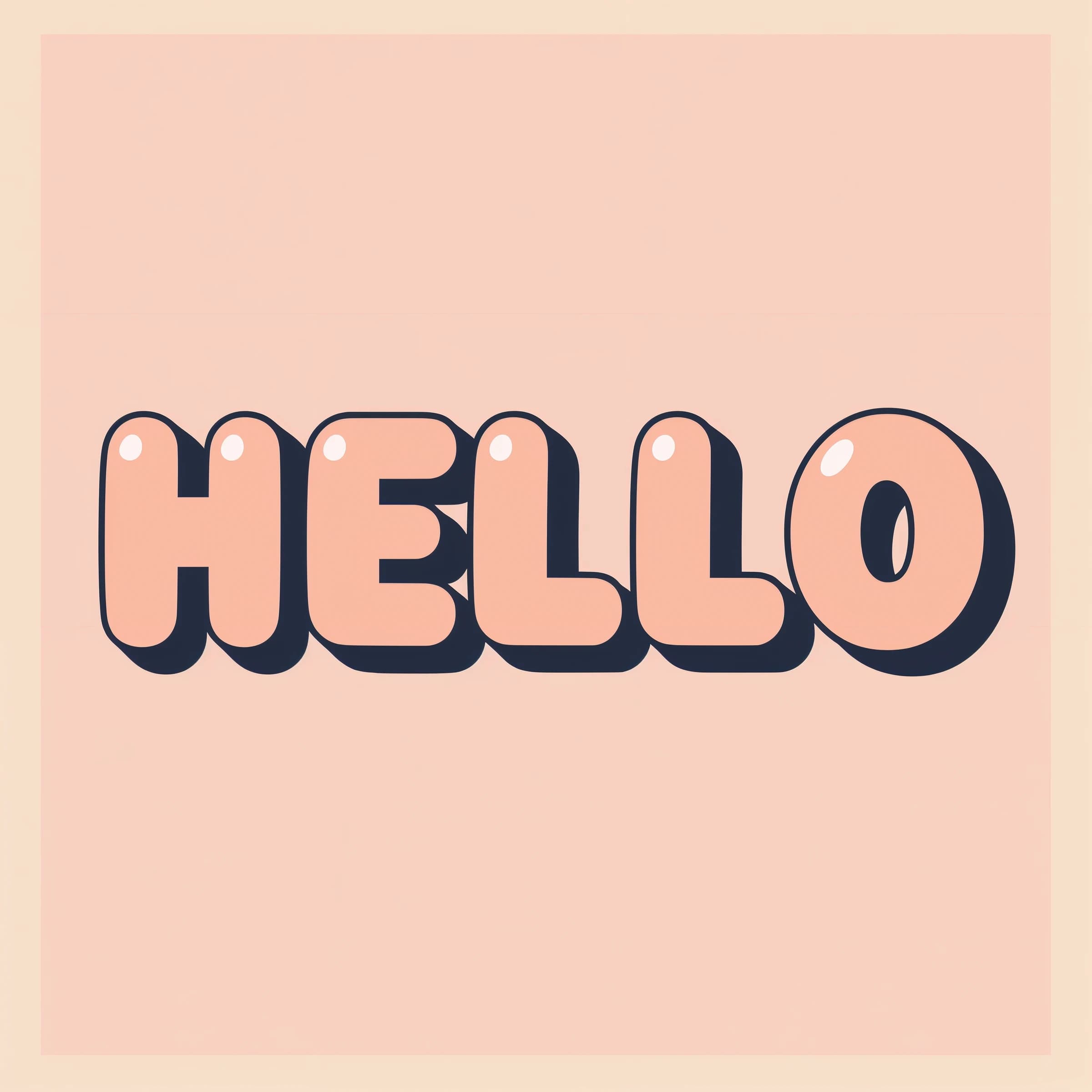 Make a bold bubble-letter poster that says HELLO, pastel palette, thick outline.