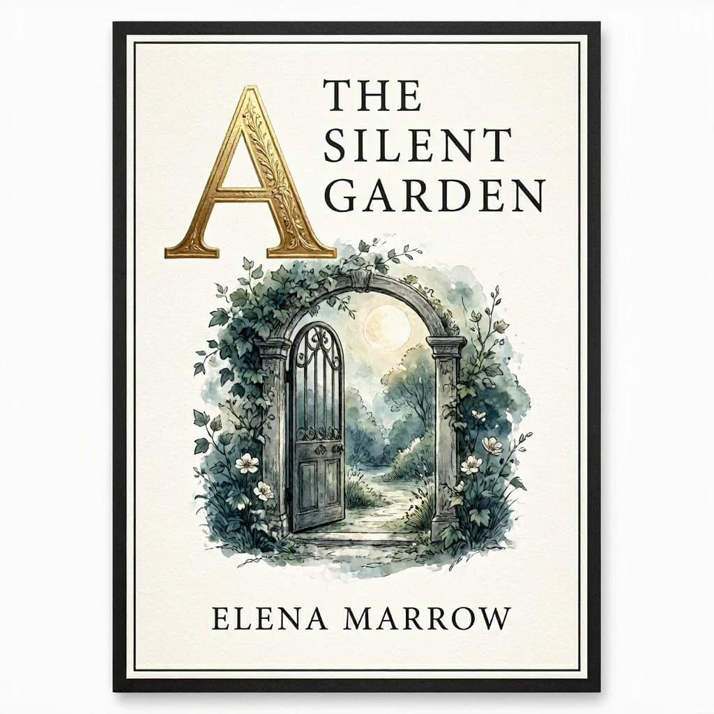 Illustrate a book cover with gold foil drop caps.