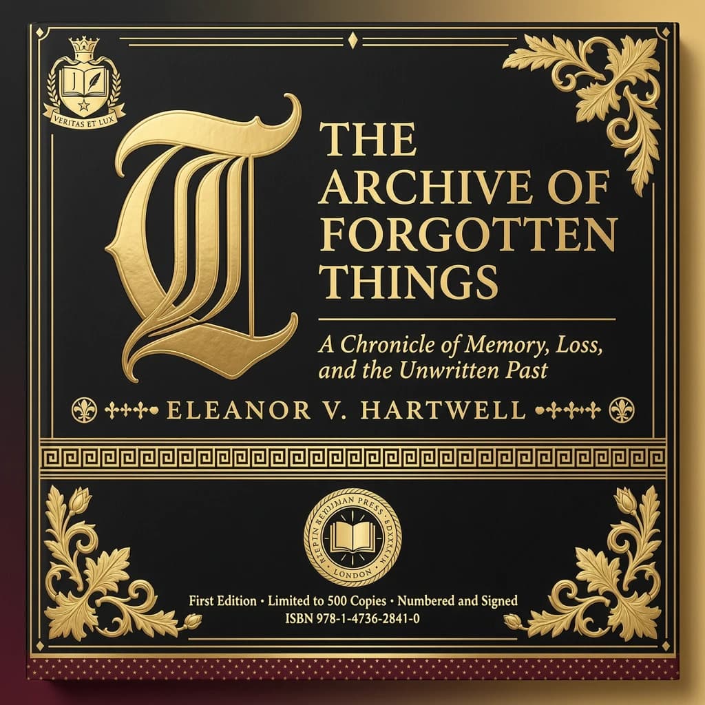 Illustrate a book cover with gold foil drop caps.