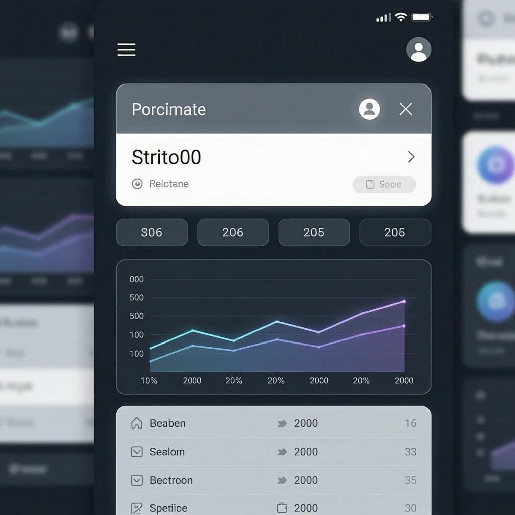 Dark mode banking dashboard with glassmorphism.