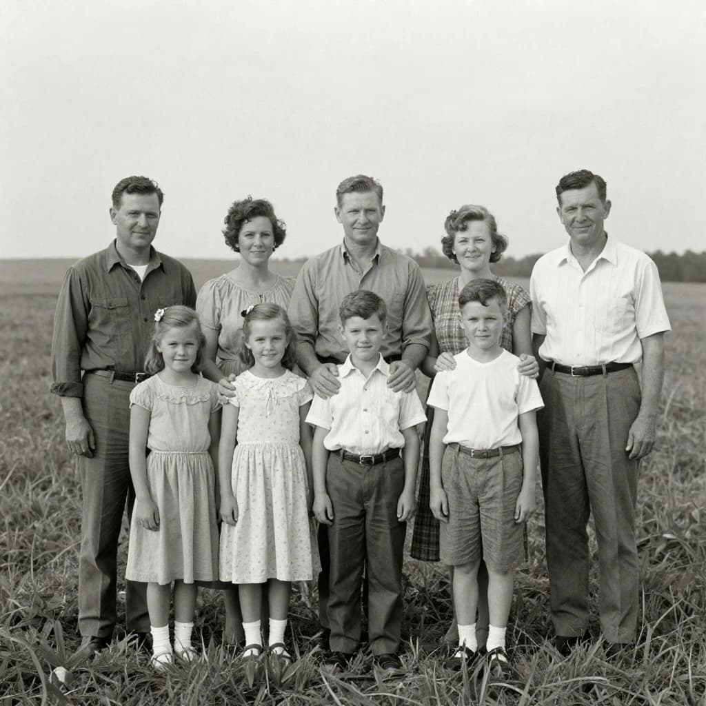Everybody holds still and nobody smiles for the family portrait. It's 1928 in Kansas