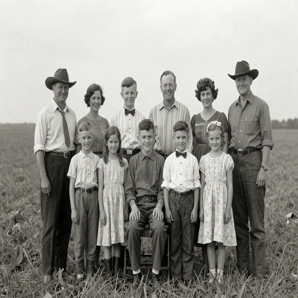 Everybody holds still and nobody smiles for the family portrait. It's 1928 in Kansas