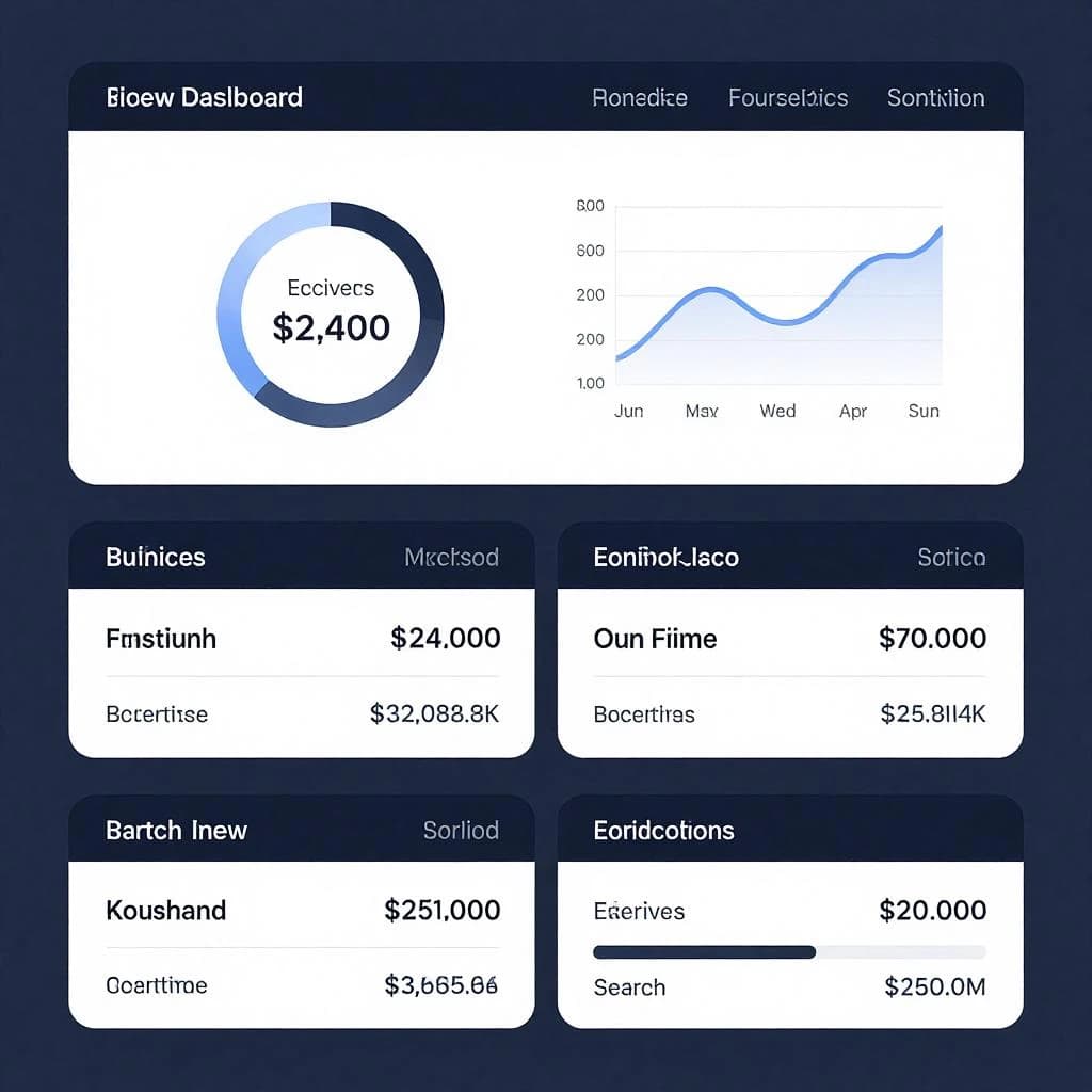 Dark mode banking dashboard with glassmorphism.