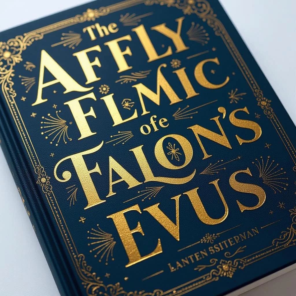 Illustrate a book cover with gold foil drop caps.