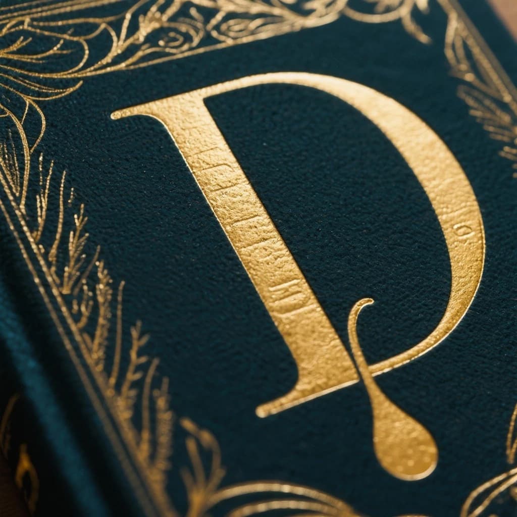 Illustrate a book cover with gold foil drop caps.